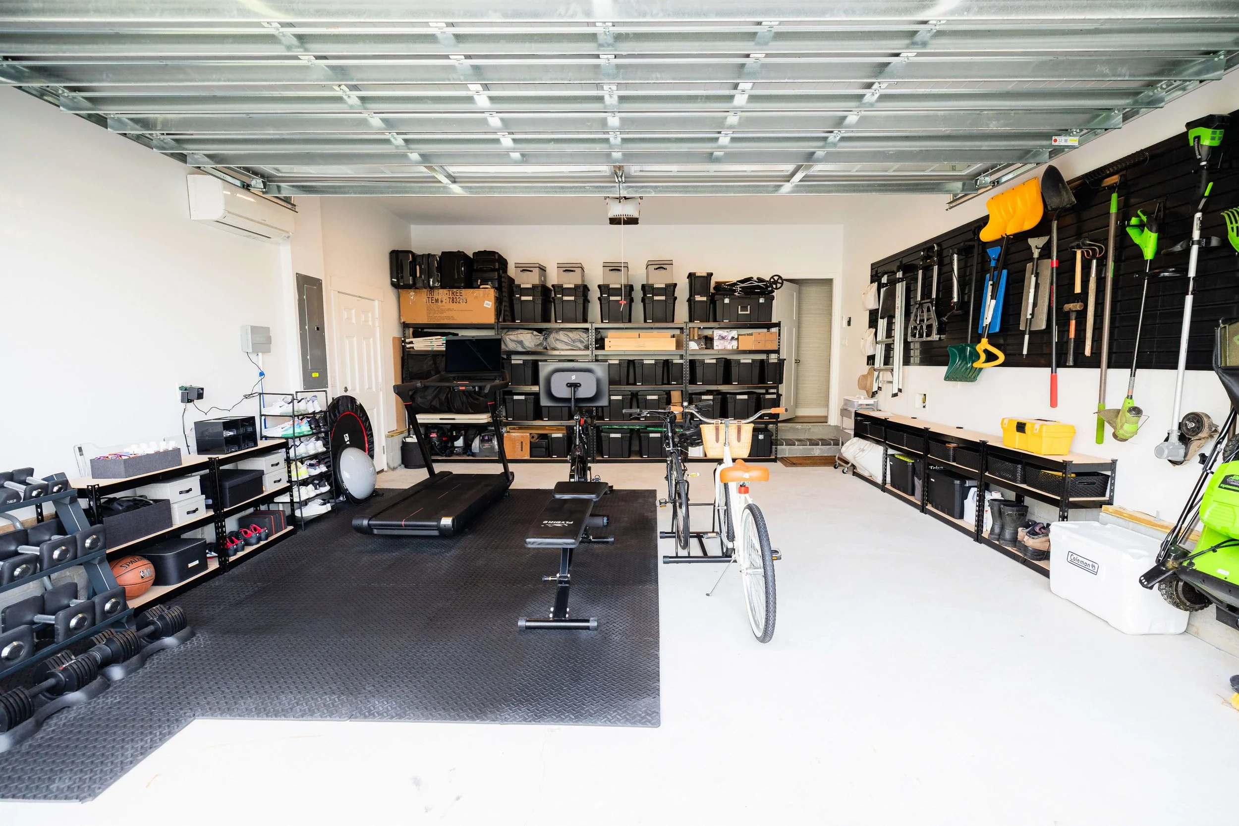 Functional garage storage design focused on organization and everyday usability.