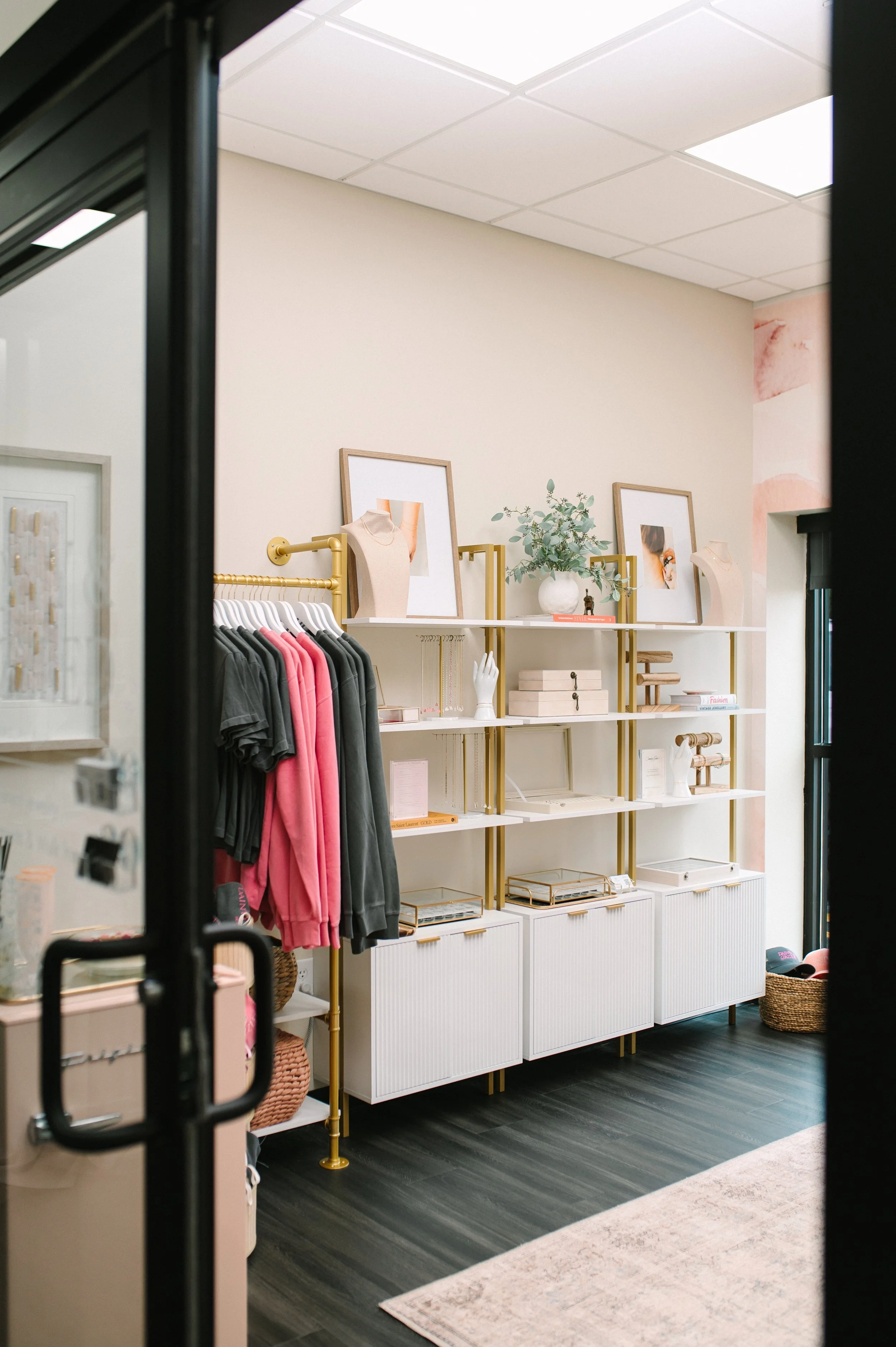 Interior view of permanent jewelry retail space designed by carmella design studio.