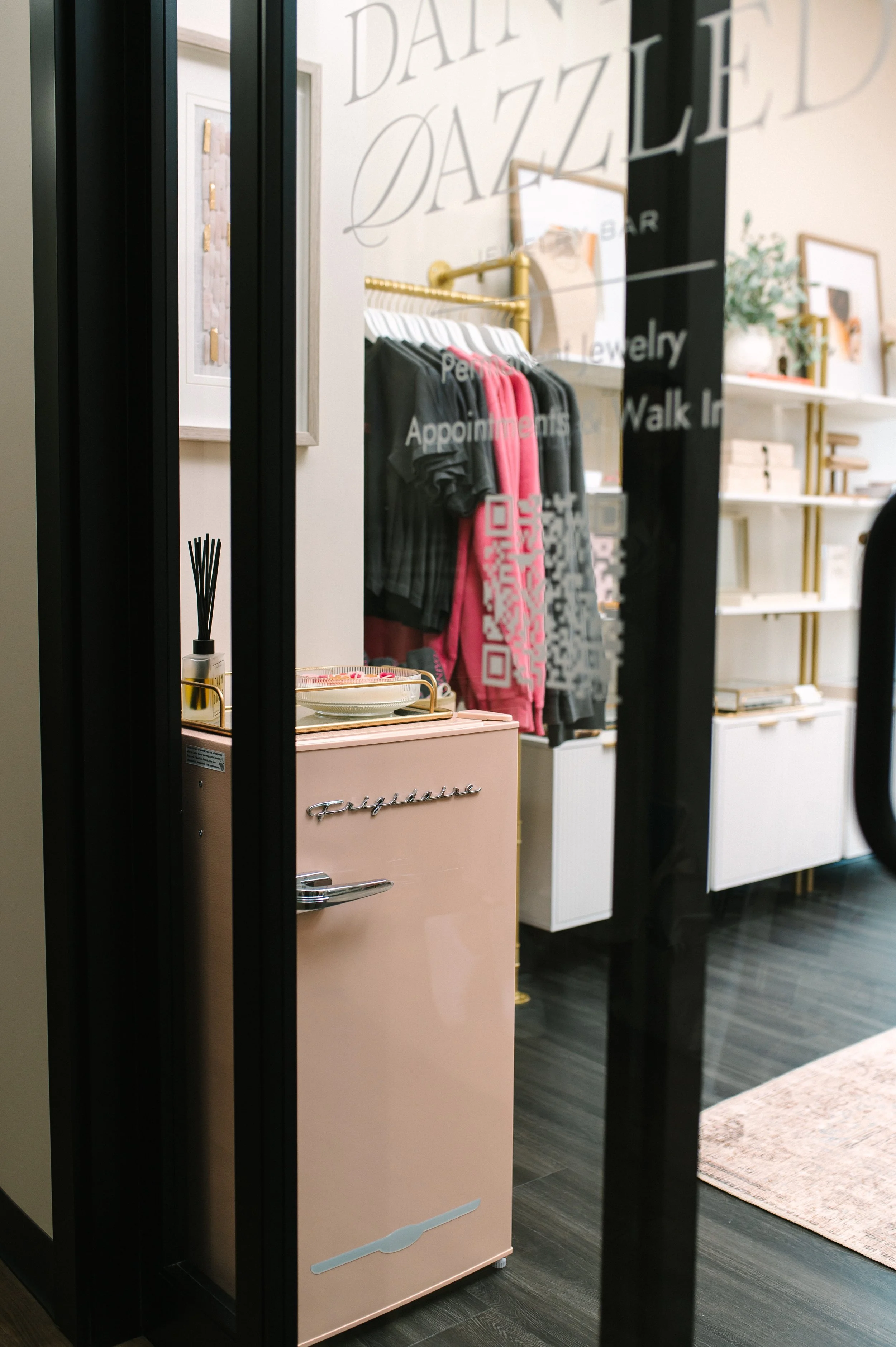 A view into a permanent jewelry retail space. 