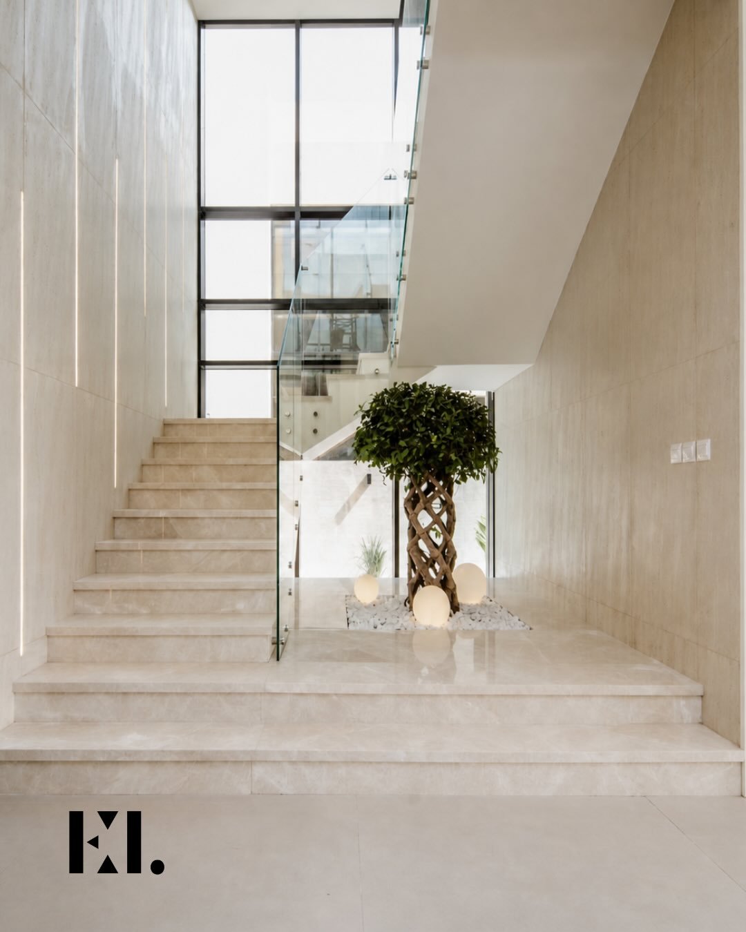 This staircase is the first thing you see when you walk into this villa, and not getting it right wasn&rsquo;t an option.

Concealed linear lighting, and a planted feature tree at the base that anchors the entire entrance.

Damac Brookfield &middot; 