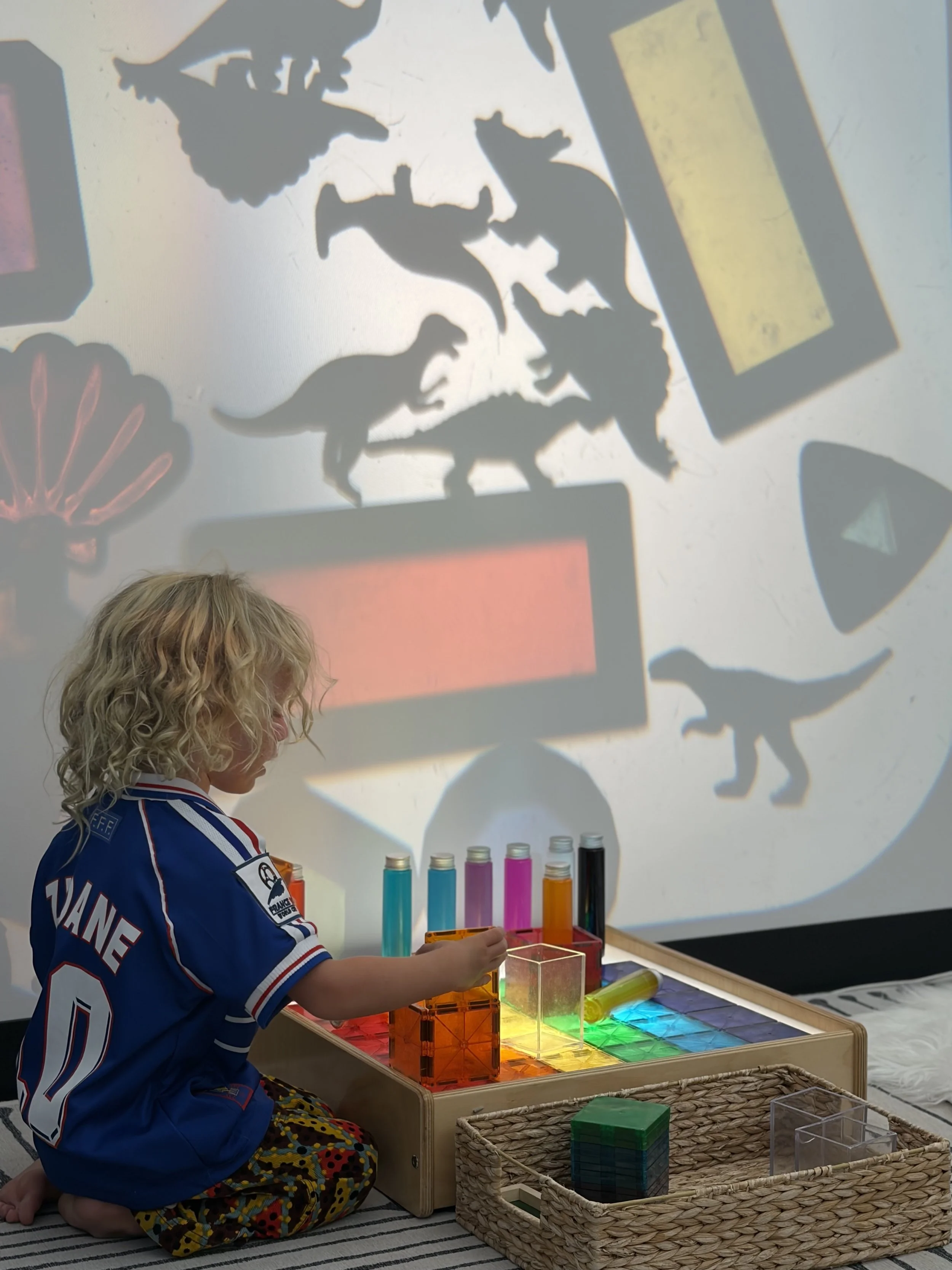 Afterschool class for 4-6year olds exploring light and shadow play. 