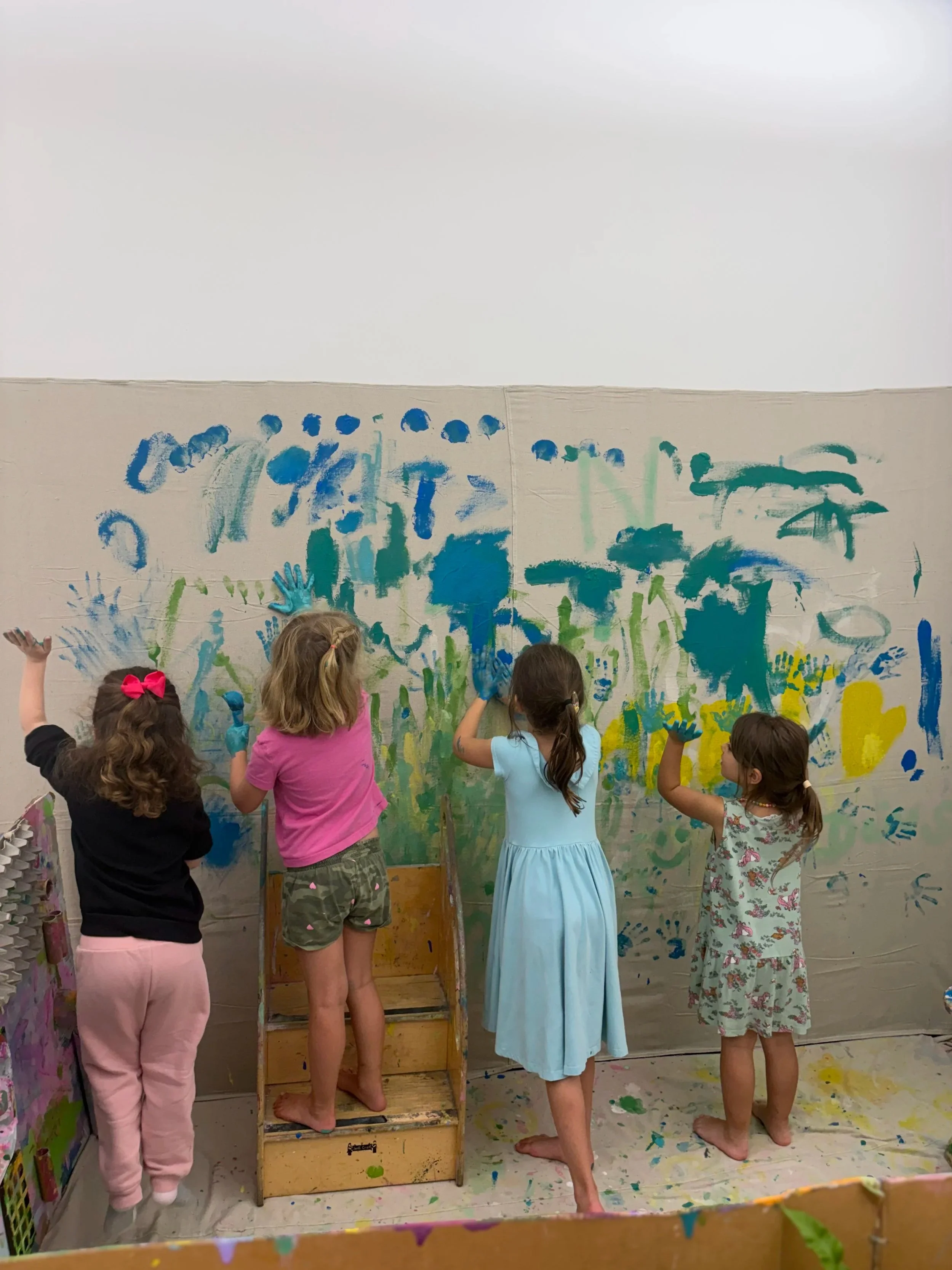 Afterschool class for 4-6year olds exploring painting. 