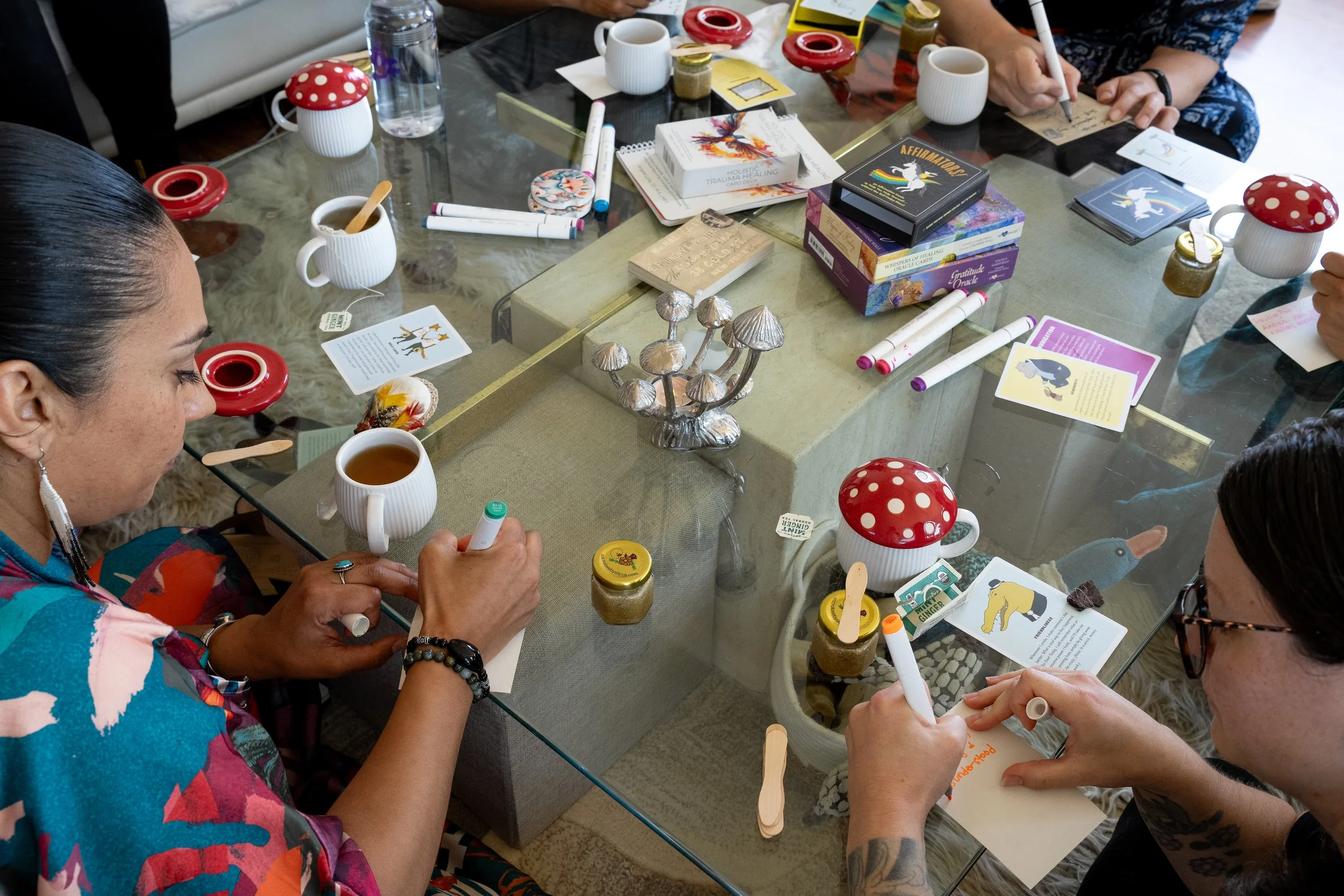 Women's circle, microdosing mushroom tea