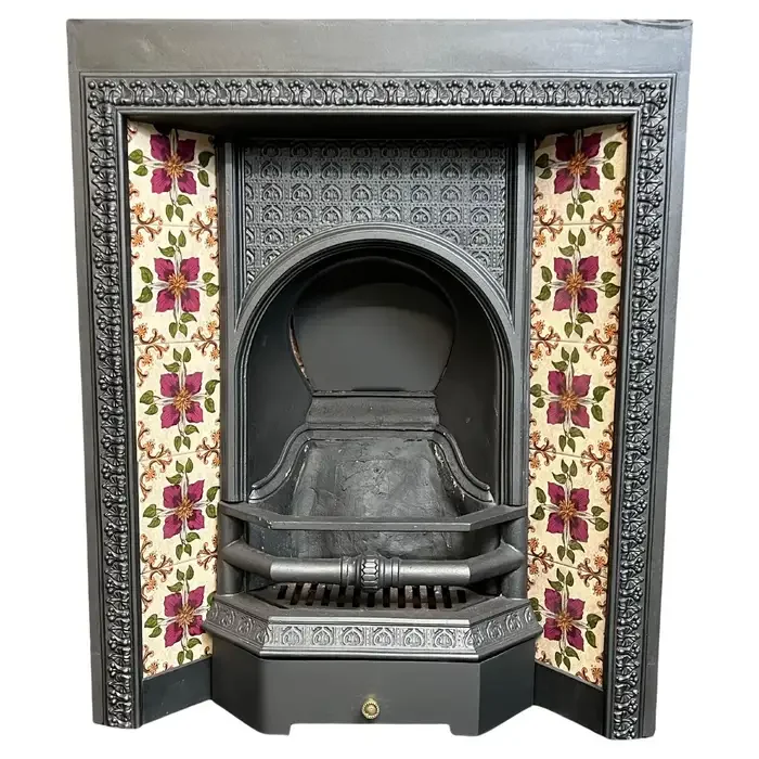 19th Century Cast Iron Tiled Fireplace Insert