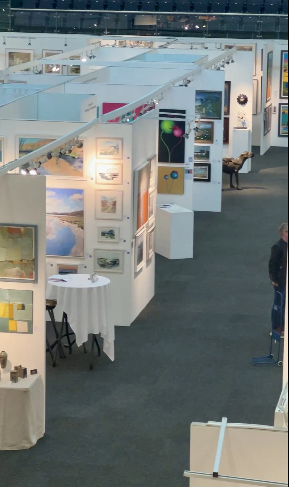 Isle view of Exhibition stands at art fair