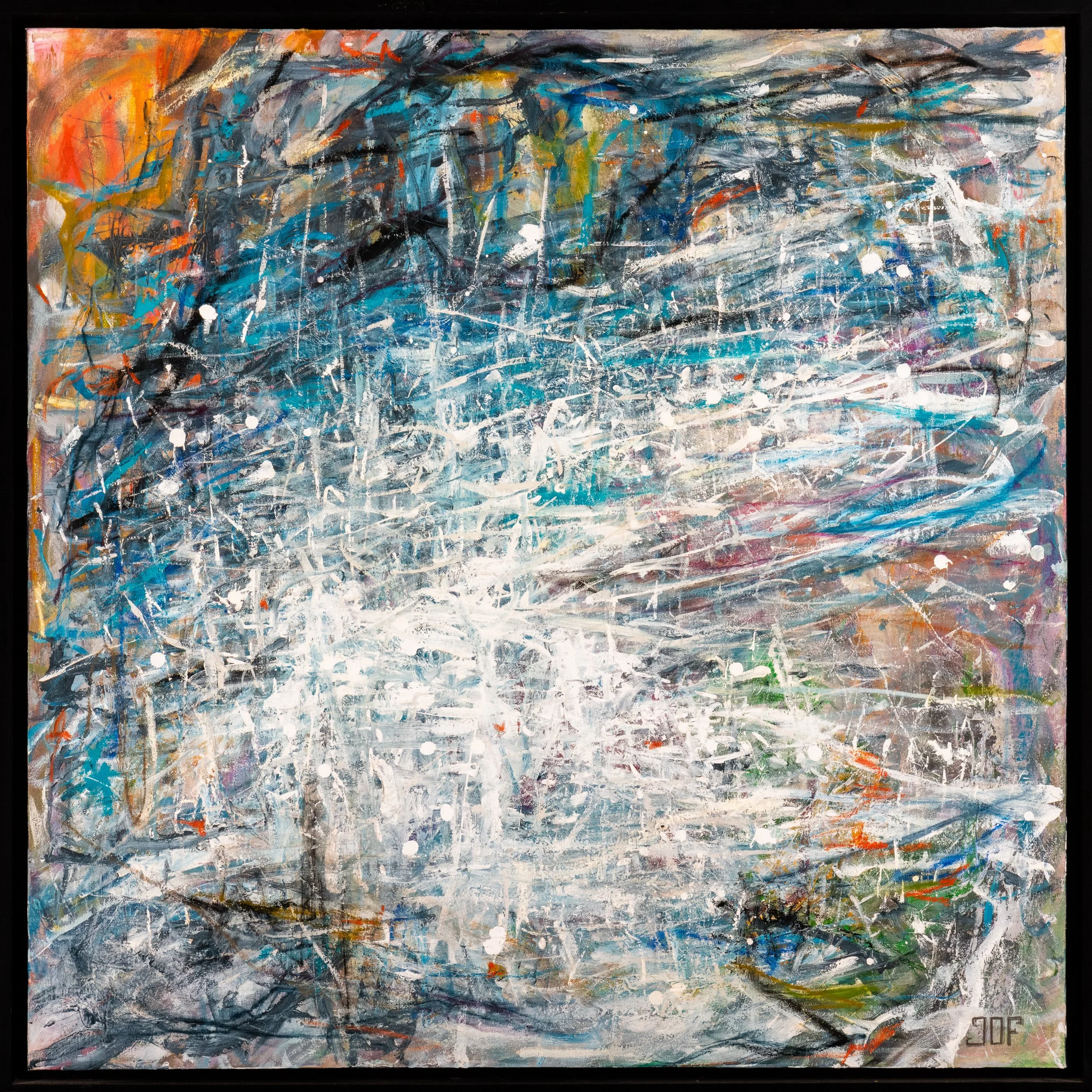 Abstract painting tray in frame