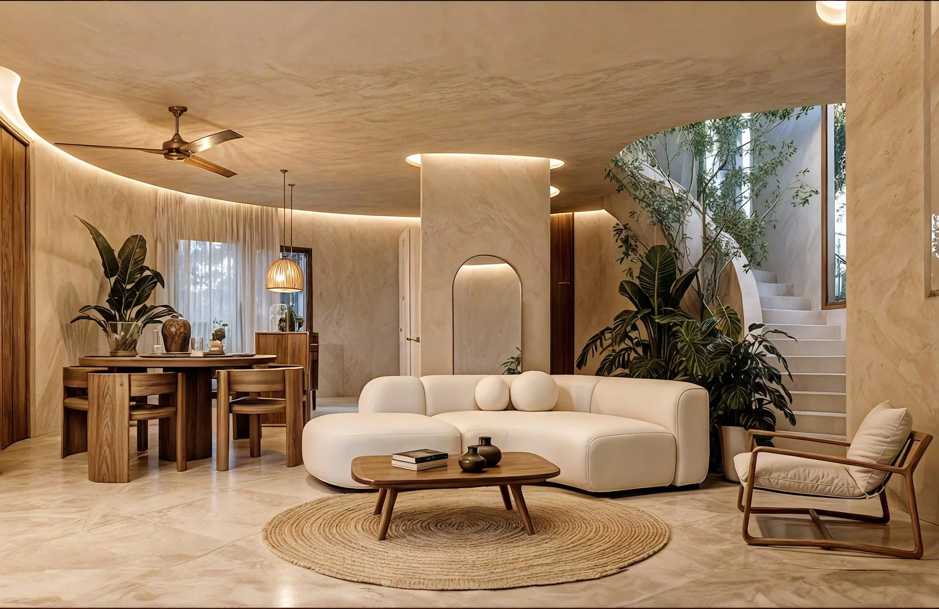 Serene bedroom designed for barefoot living, natural ventilation, and comfort, reflecting sustainable living in Tulum.