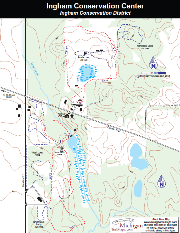 Image of hiking and biking trails available throughout ingham conservation district property