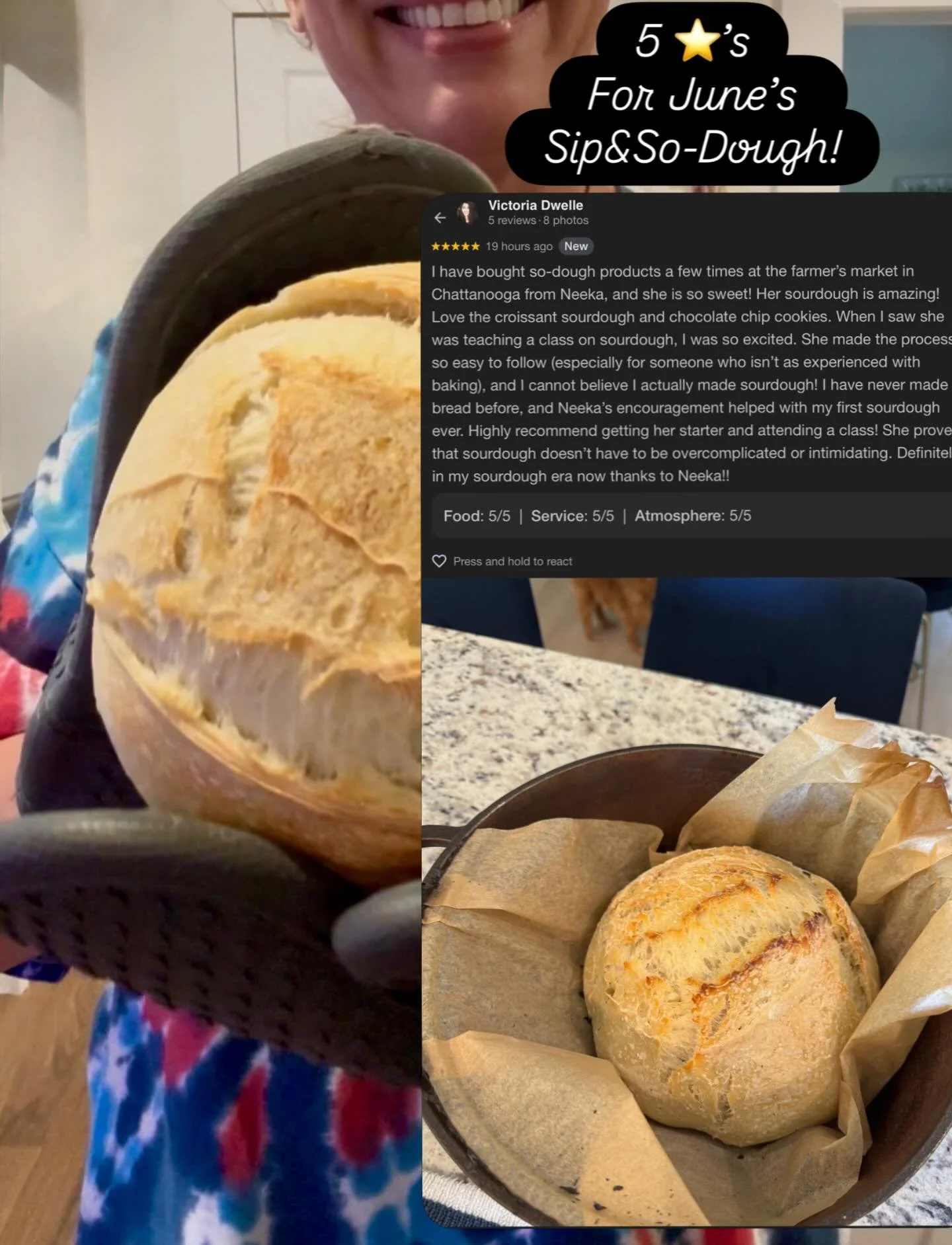 I love seeing beginners SUCCEED @ SOURDOUGH! Thank you Victoria and @thechattery for giving my beginners class a shot! Every success brings me JOY! #sourdoughstarter #sourdoughclass