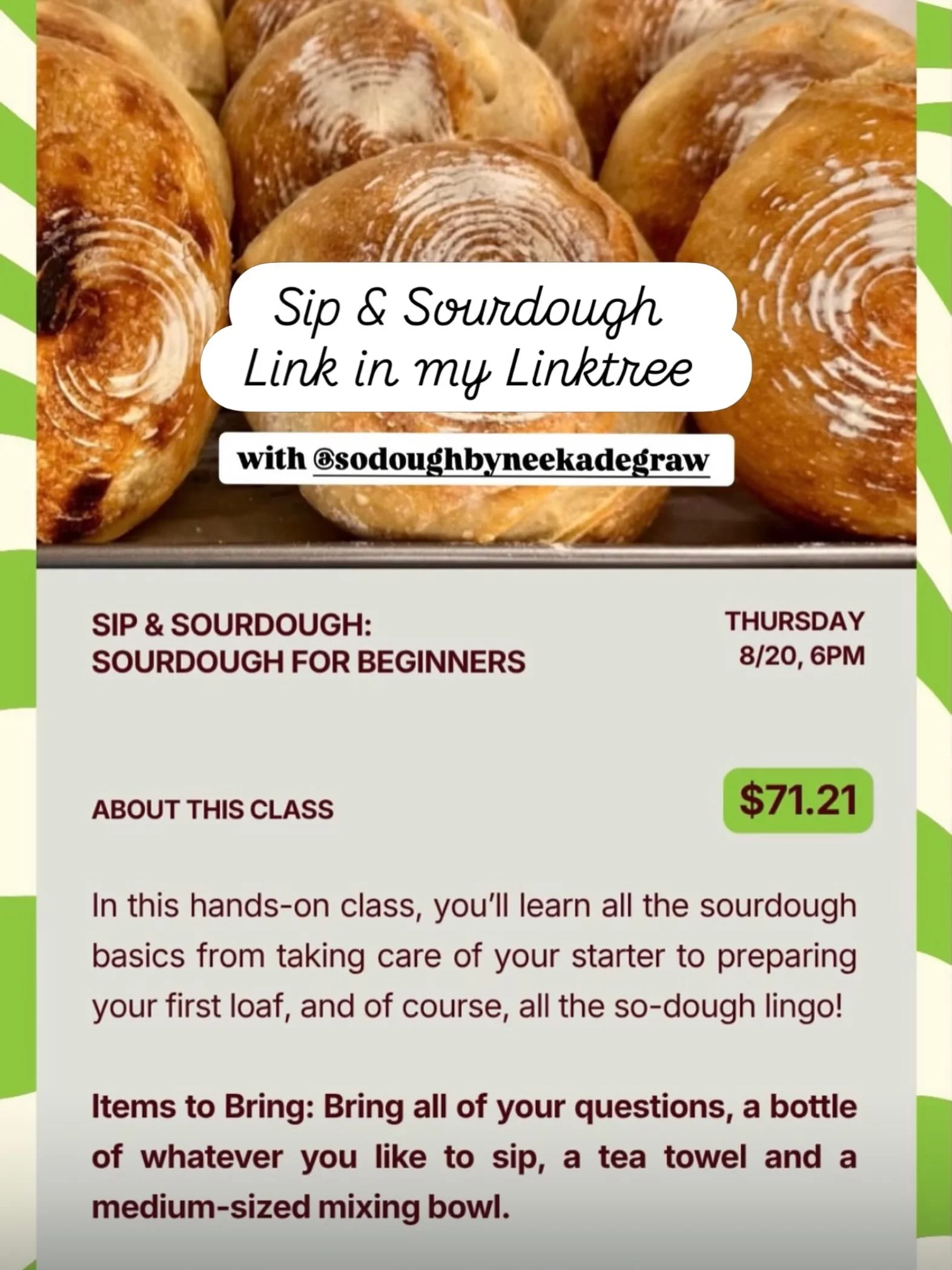 Did you know that So-Dough offers beginners classes both online and in person?? 

Dedicated to helping beginners succeed in their sourdough journey, you will leave feeling more confident in your ability to make sourdough WORK FOR YOU! 

Link are in m