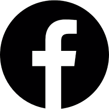 Facebook logo with white 'f' on a black circular background