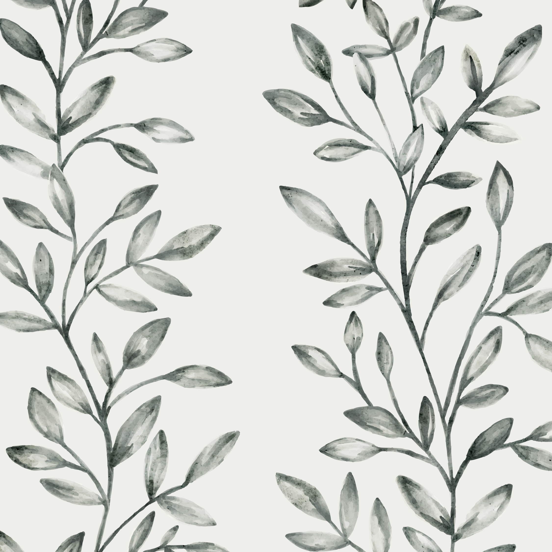 green watercolour vine in vertical stripe pattern for wallpaper and fabric