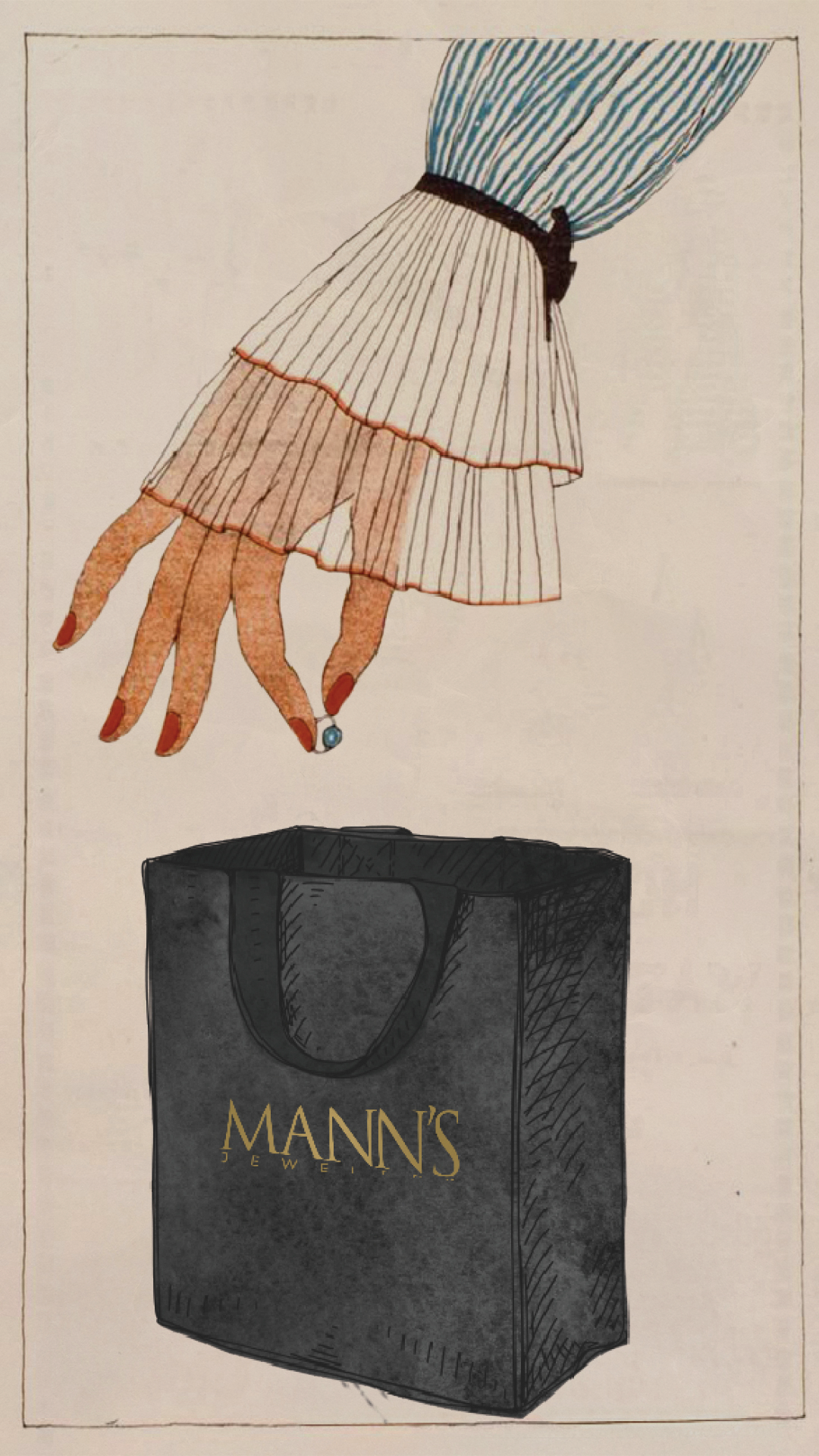 Hand drew invitation graphic for exclusive VIP shopping event, then coordinated letterpress printing