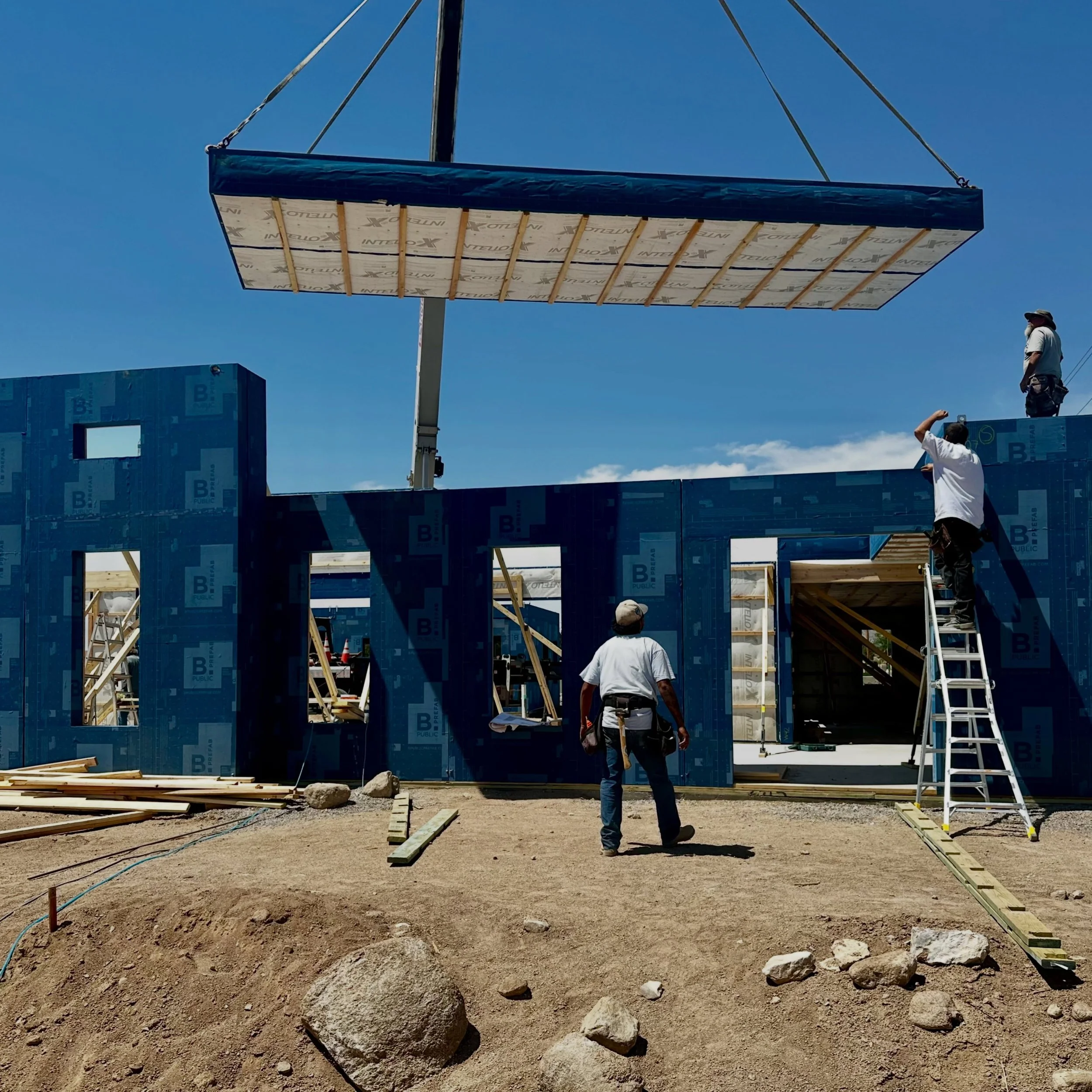 Albuquerque Site Friday update. Day 3 of install, 80% done, 3,200 sf custom home. Congratulations to Danny Vigil Construction and Matthew Stark on your first B.PUBLIC project! Great builders. Great clients. Site Tour will be announced once the Viking