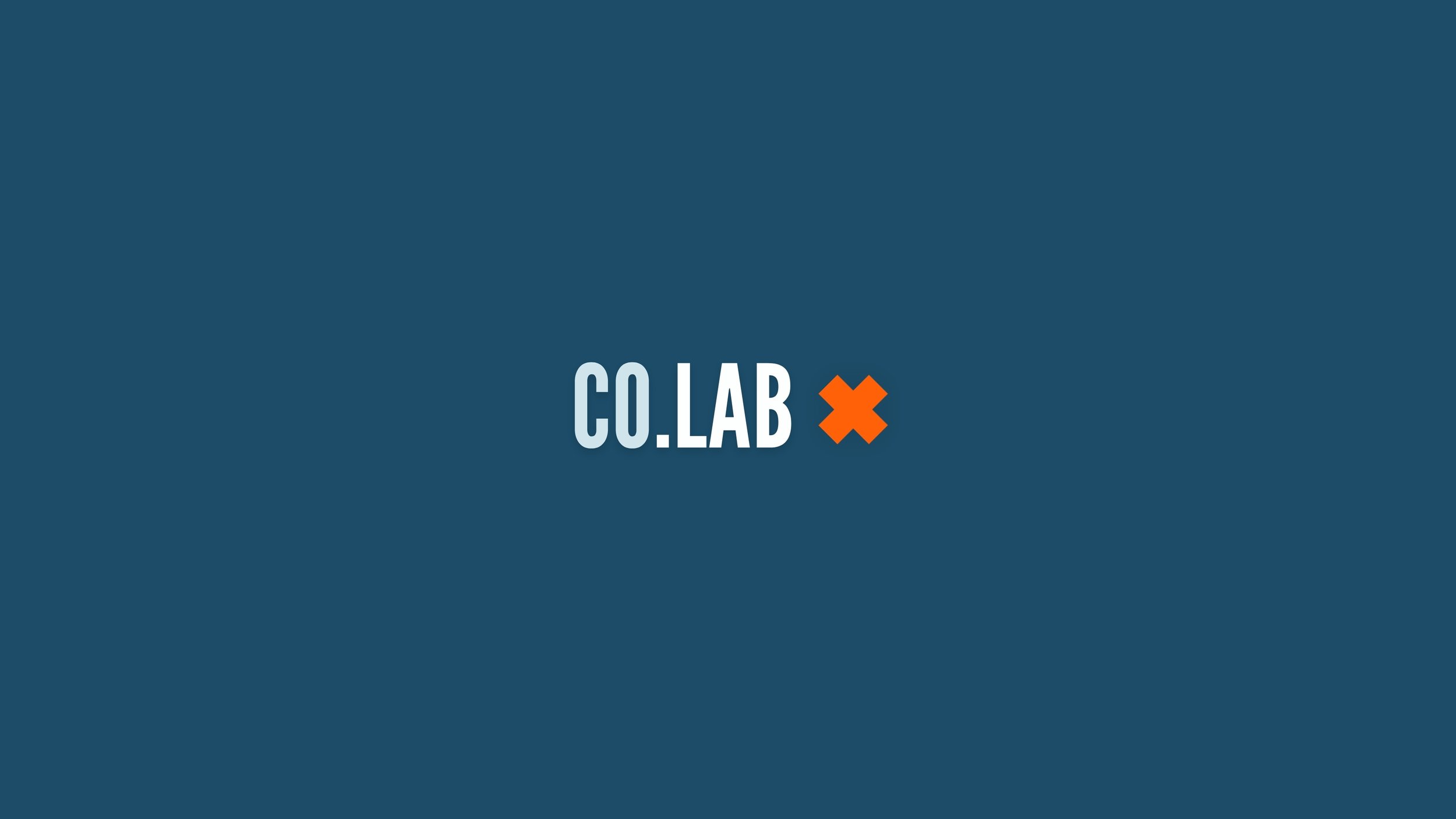 Collab logo featuring the word 'CO.LABS' with a stylized 'X' symbol in the center, on a dark blue background.