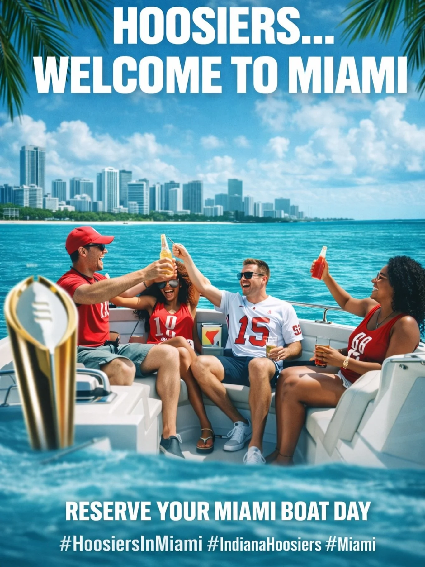 Hoosiers&hellip; welcome to Miami ☀️🌊
Your team made it to the biggest stage &mdash; now enjoy the lifestyle that comes with it.

Cruise turquoise waters, soak up the sun, and make this trip unforgettable.

👉 Reserve your Miami boat day before game