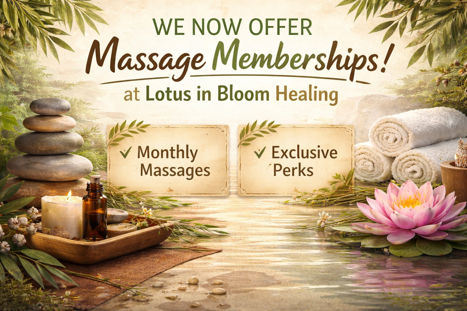 Massage membership offering monthly massages and exclusive wellness perks