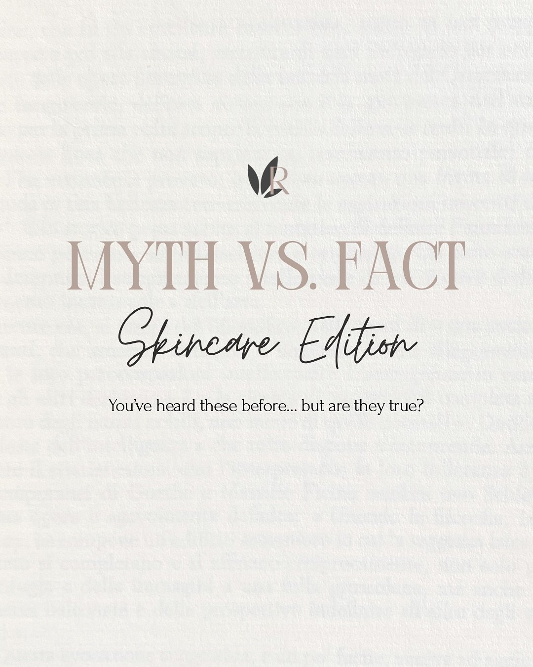 MYTH vs. FACT: Skincare Edition ✨
You&rsquo;ve heard it &hellip; but is it actually true? 👀
We&rsquo;re breaking down common skincare myths and setting the record straight&mdash;because your skin deserves the facts, not the fluff.