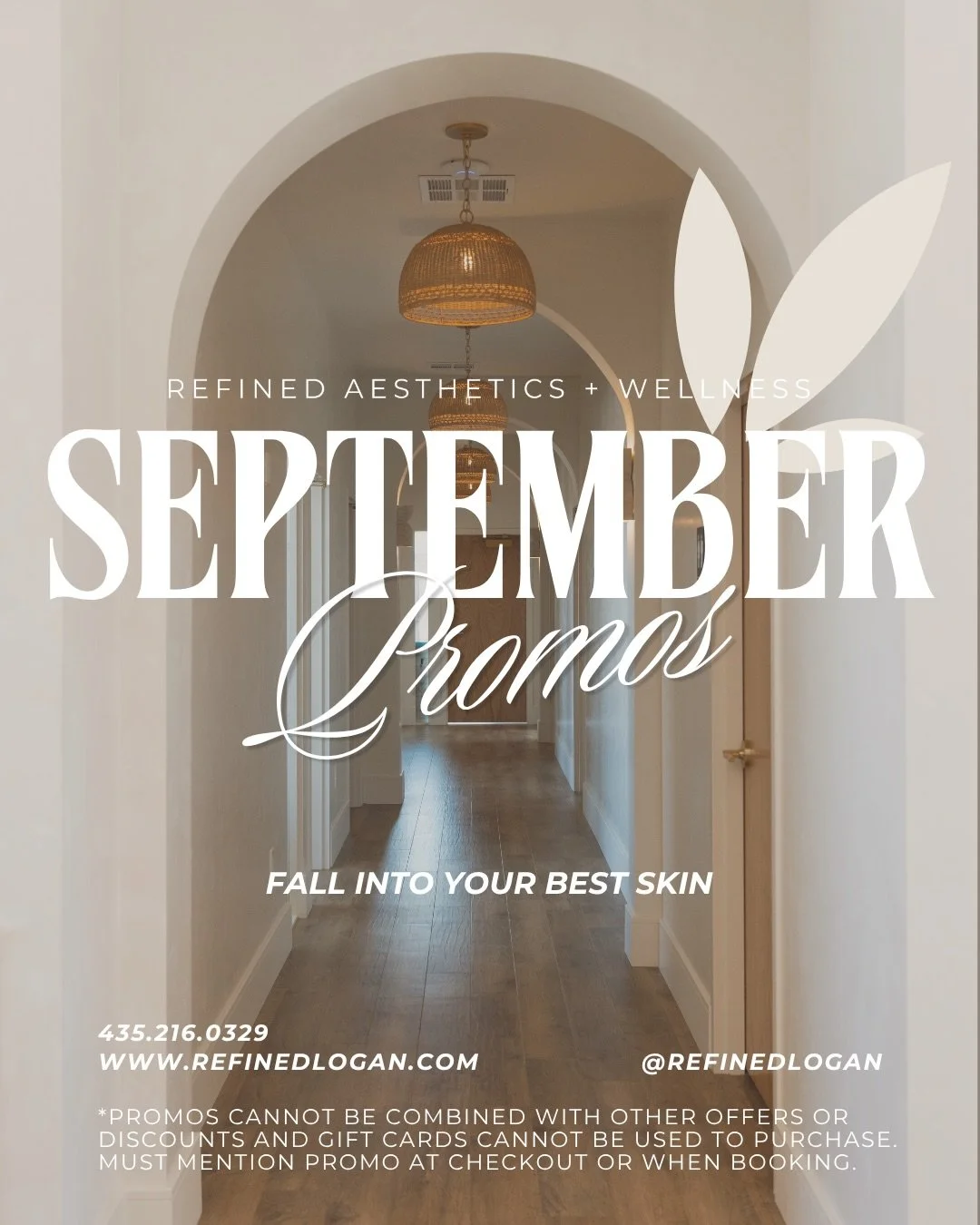 September Promos at Refined 🤍🍂
 
✨ Injectables 
&bull; Dysport &mdash; purchase 50+ units, get 10 units FREE
&bull; Sculptra &mdash; buy 2 vials, get 1 syringe of filler FREE
buy 4 vials, get 2 syringes of filler FREE

✨Skin Health
&bull; Pumpkin C