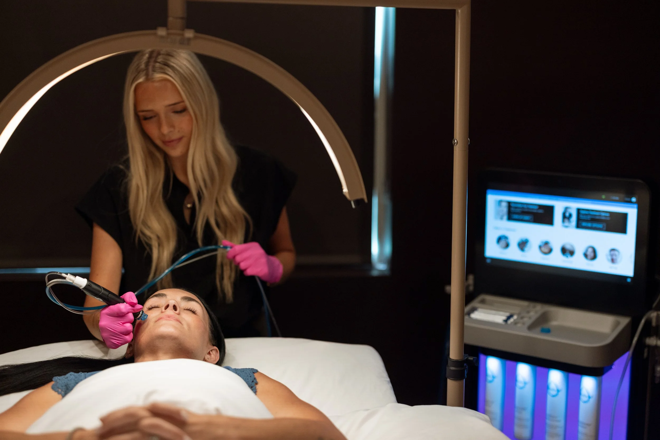 HydraFacial treatment in progress at Refined Aesthetics and Wellness in Logan, Utah – deep cleansing and hydrating facial for radiant skin