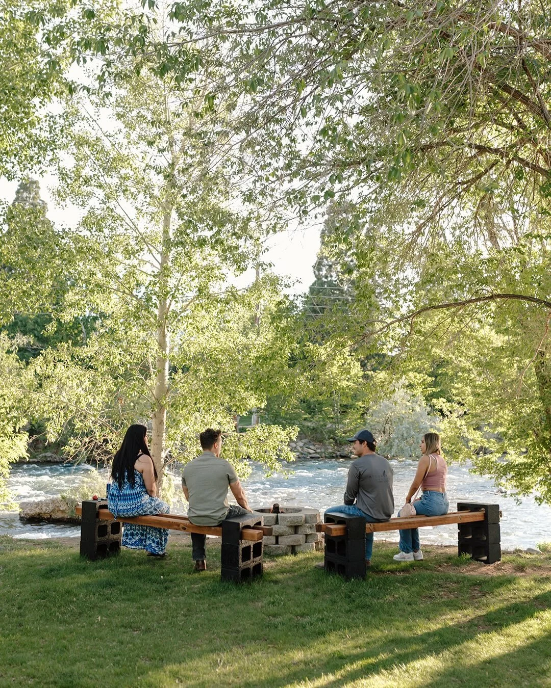 One of our favorite spots on property 🌿
Fire pits by the river, surrounded by lush green trees - the perfect place to kick back with friends and enjoy a slow, relaxing afternoon by the water.