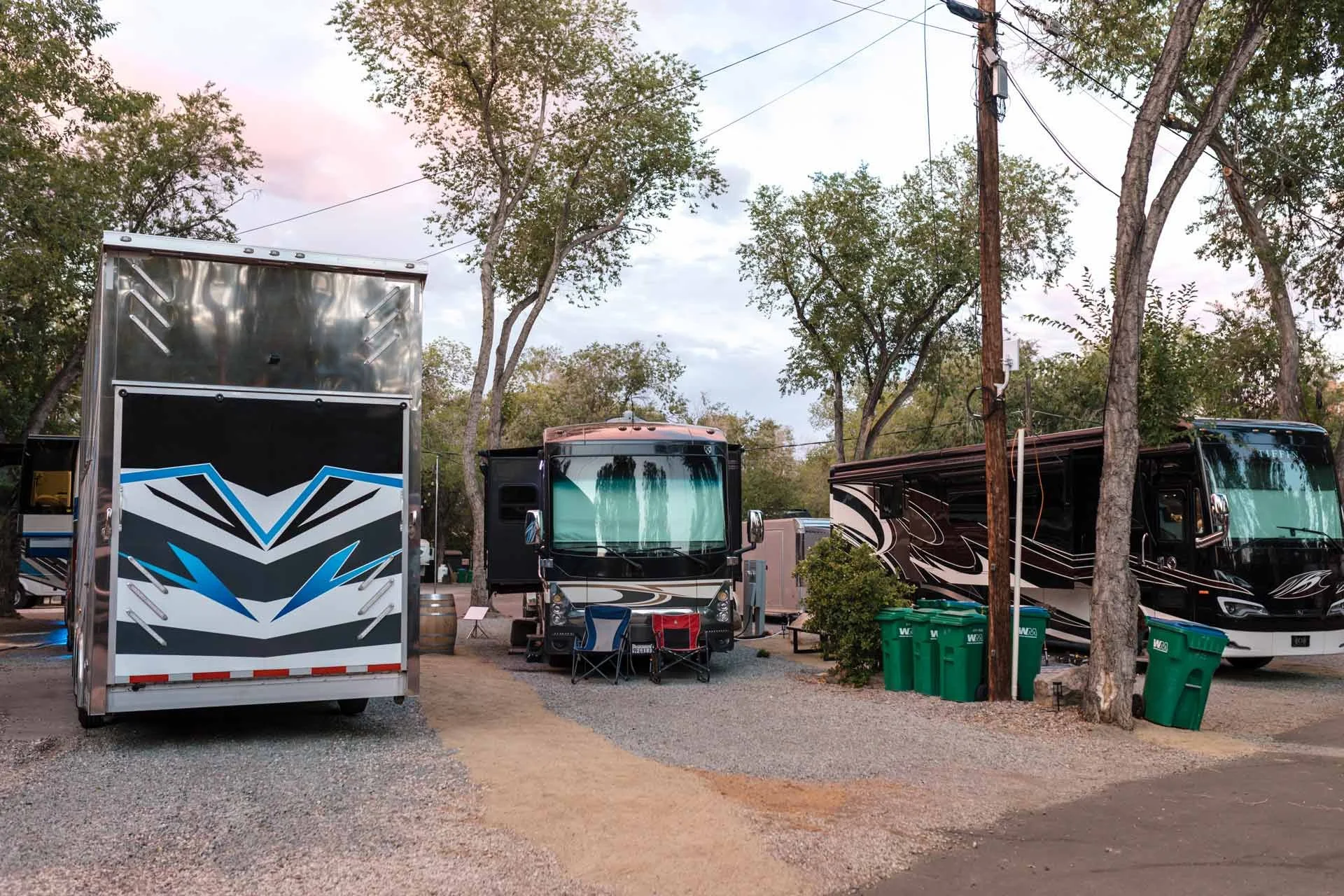 three large RVs parked at River West Resort.jpg