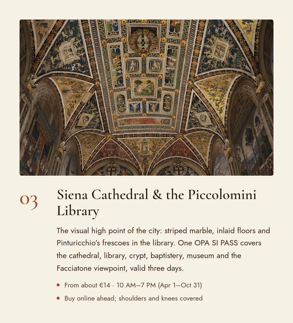 Frescoed ceiling of the Piccolomini Library in Siena Cathedral