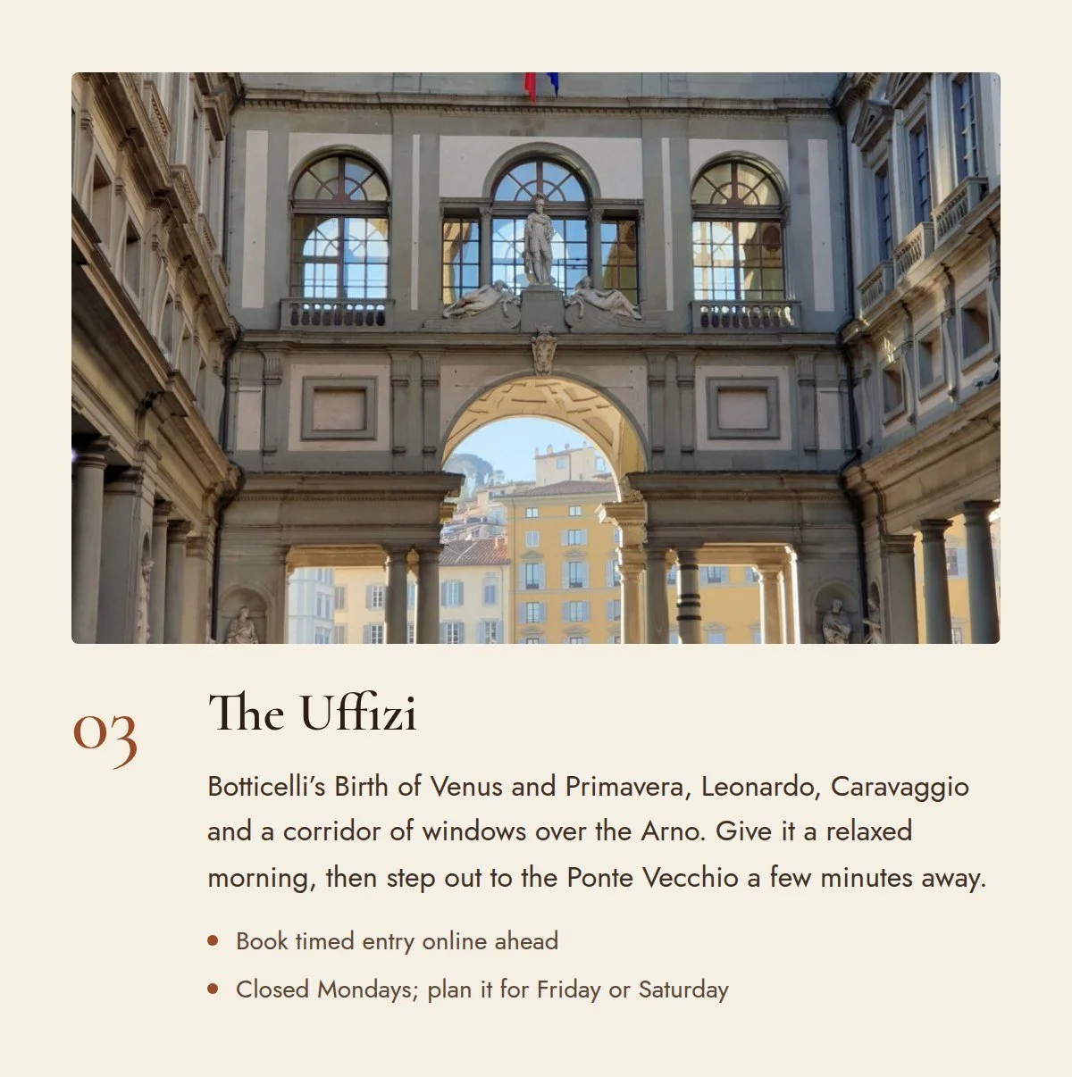 The Uffizi Gallery courtyard in Florence