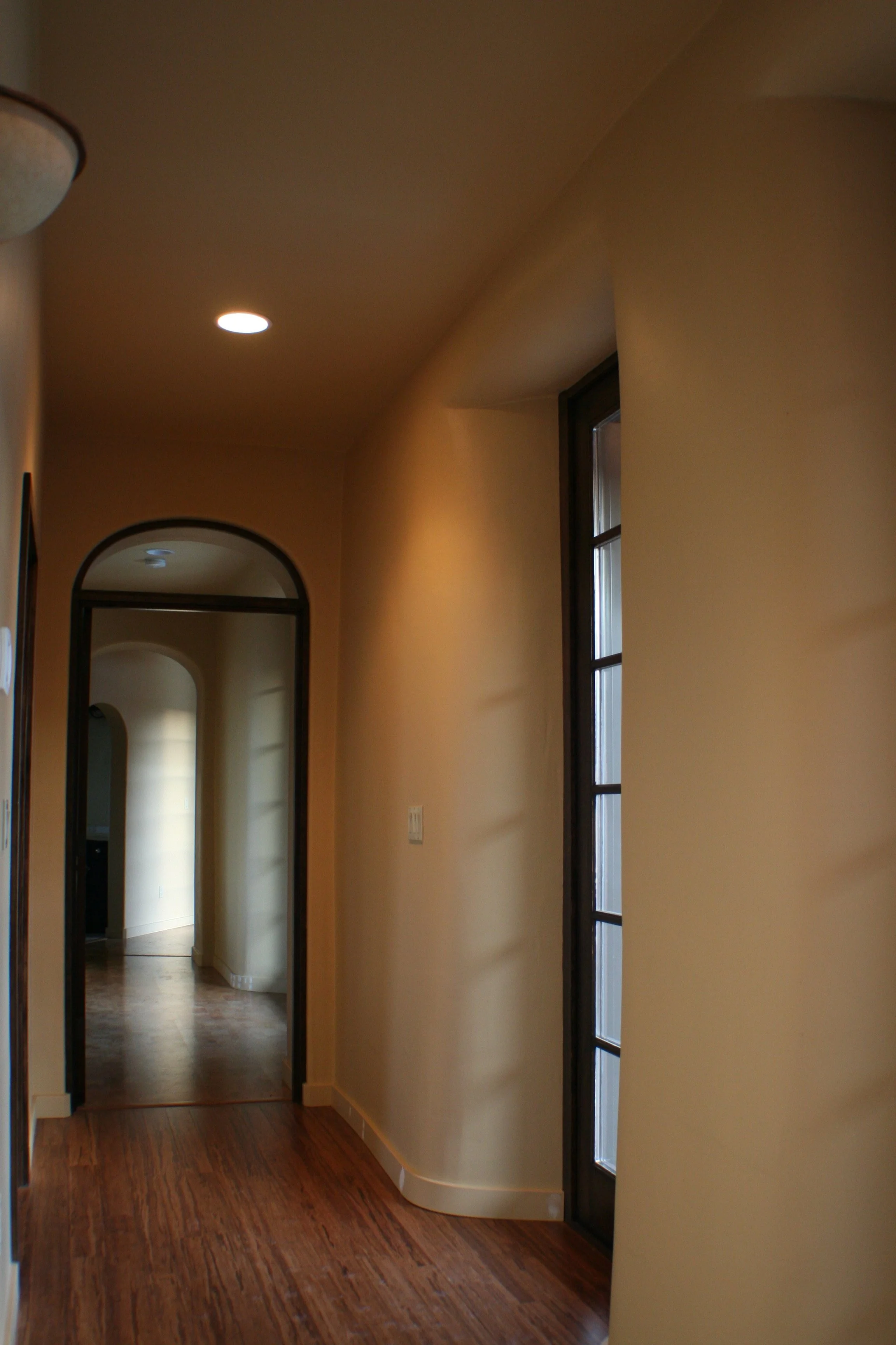 Hardwood floors in a straw bale home.