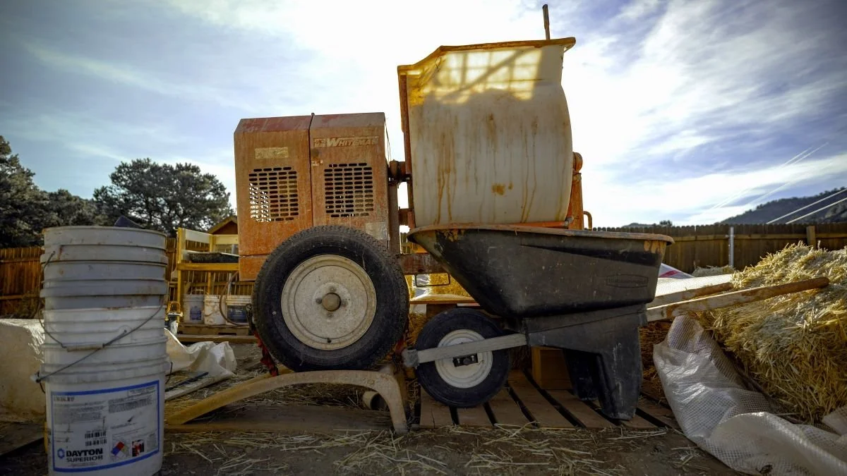 Setting Up a Plaster Station for Straw Bale Construction
