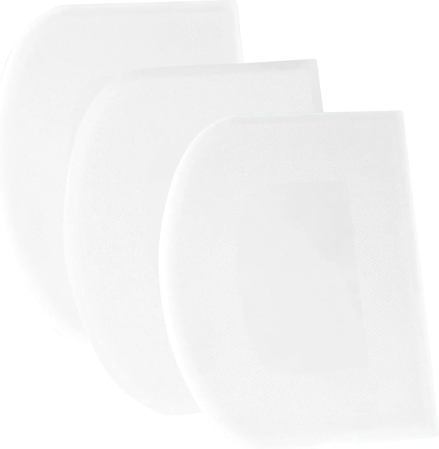 Three white foam sheets stacked slightly offset against a white background.