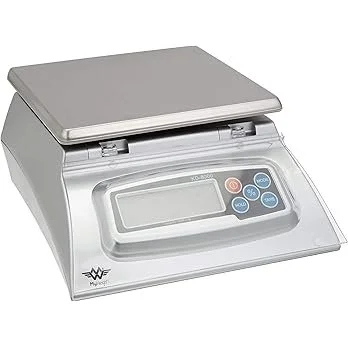 Digital scale with a flat weighing platform and control buttons