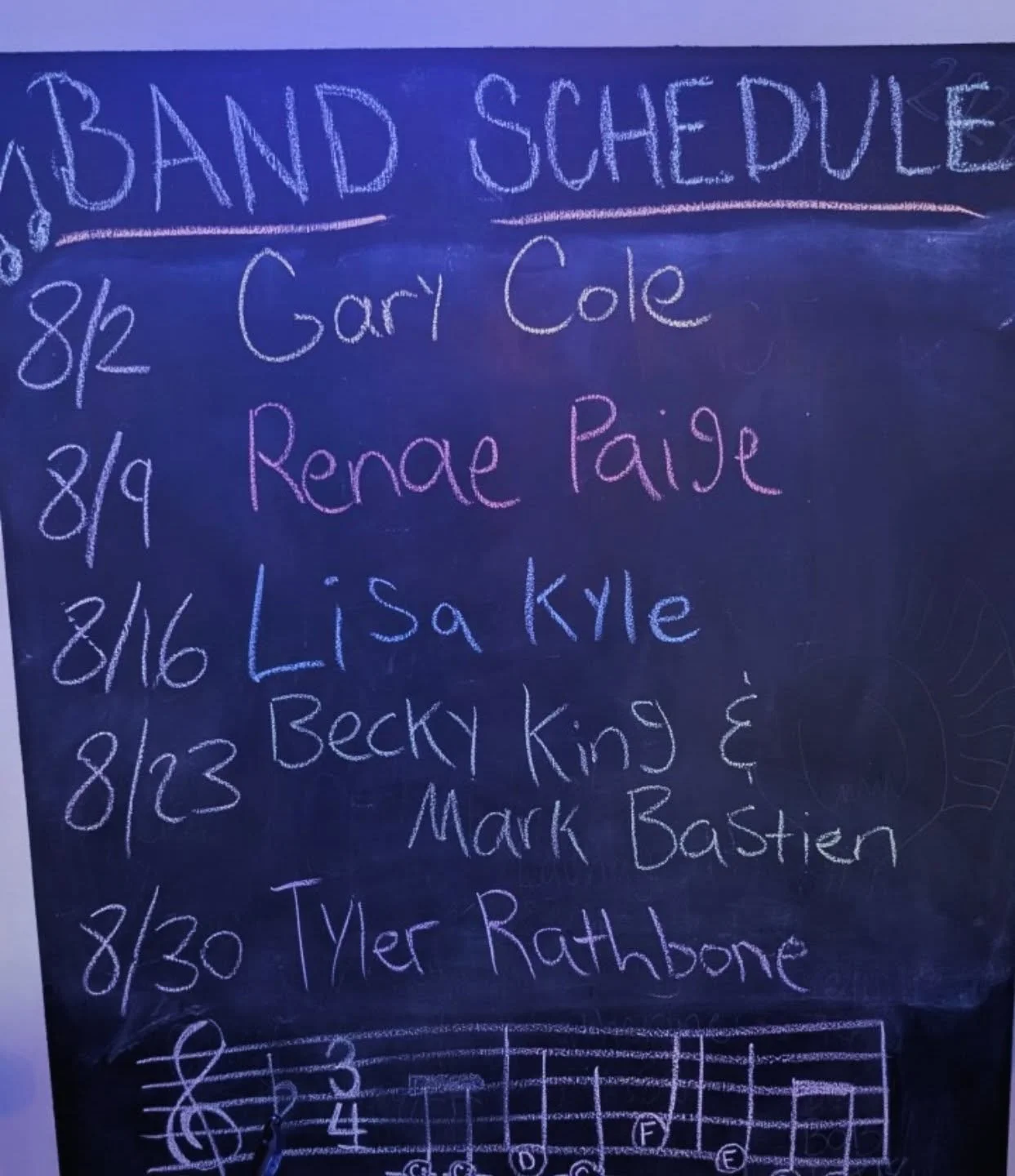 Updated the band schedule for the month come check us out every Saturday 😁