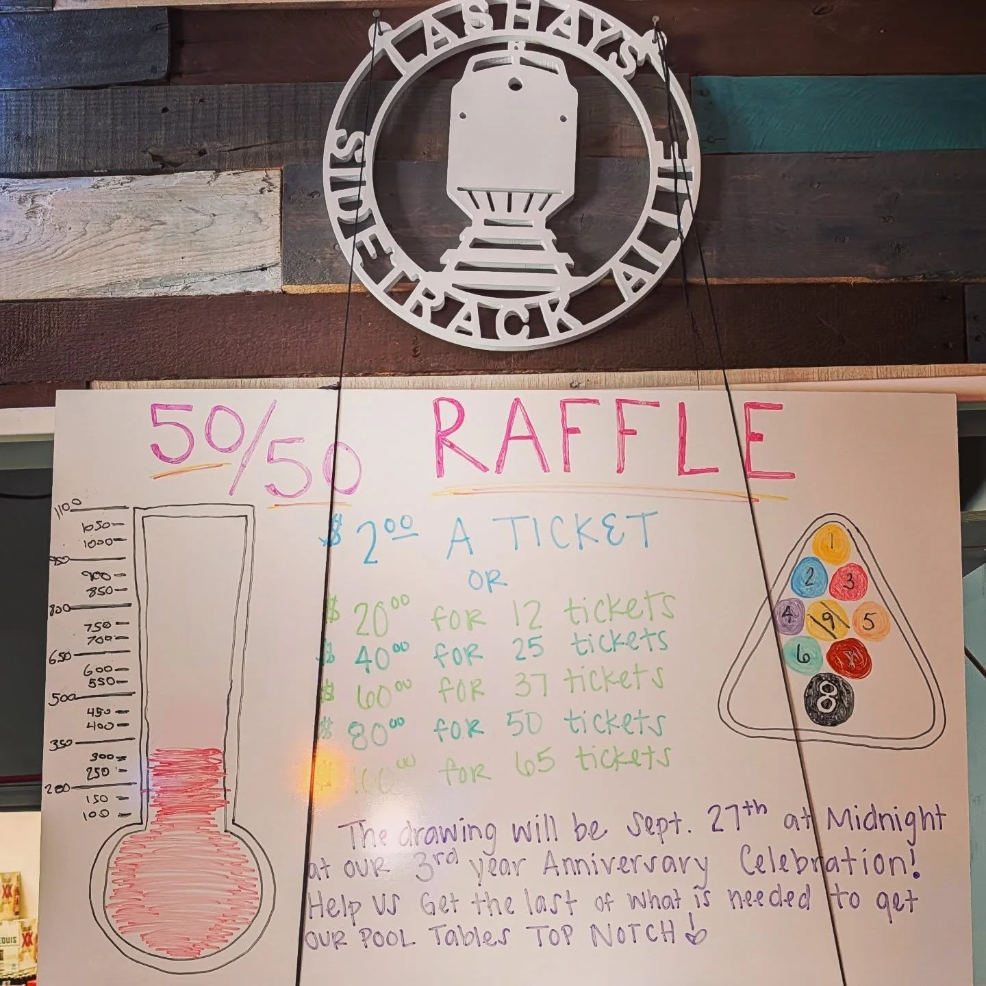 Don't forget we've got our 3-Year Anniversary Bash this Saturday! We'll be cooking out and we have The Classic Rewind Band hitting the stage at 8pm! Also stop by this week to buy some raffle tickets to help us raise the rest of the money to make our 