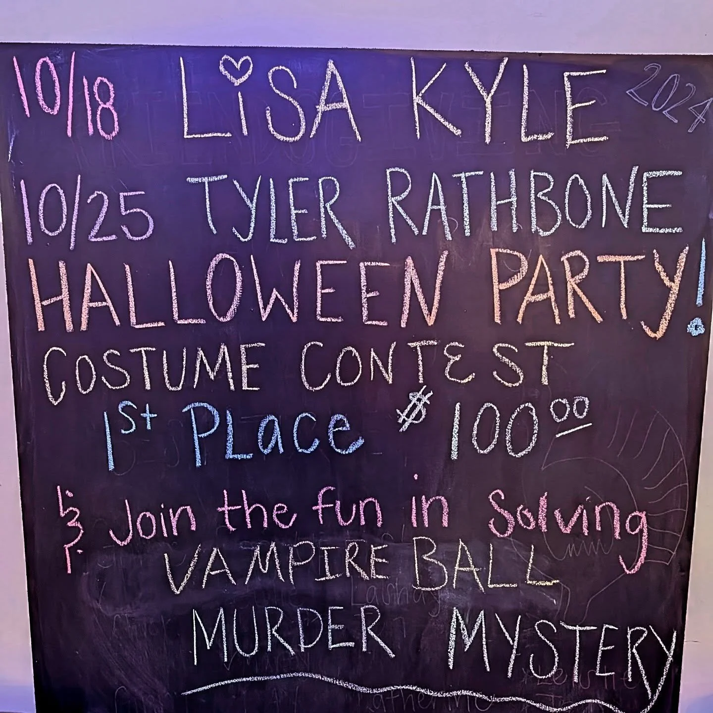 Just wanted to remind everyone that we have @driveshesaidlkm this Saturday and next Saturday we have @tylerrathbonemusic performing at our Halloween party!