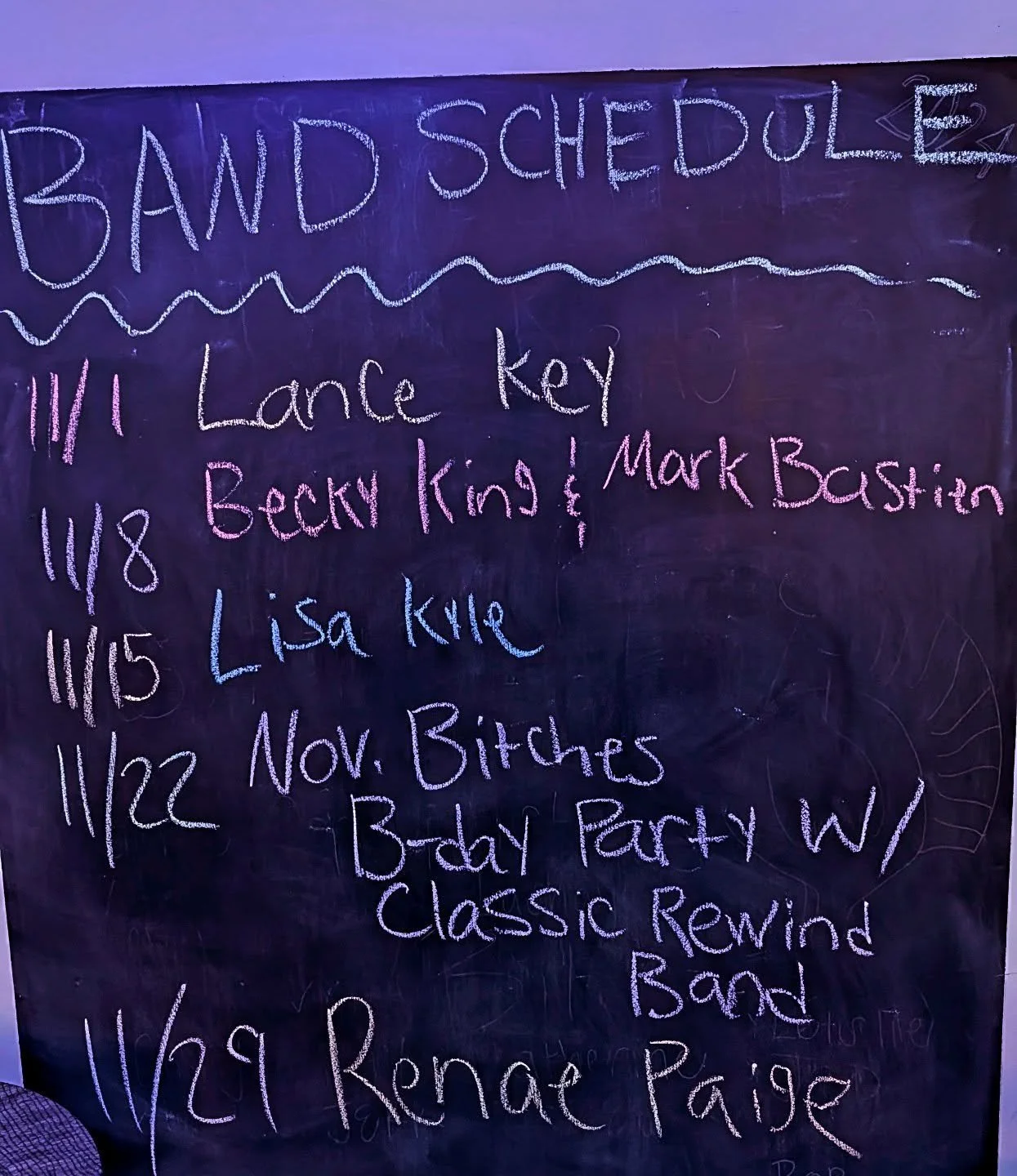 Updated the band schedule for November! Excuse the bad handwriting 😅