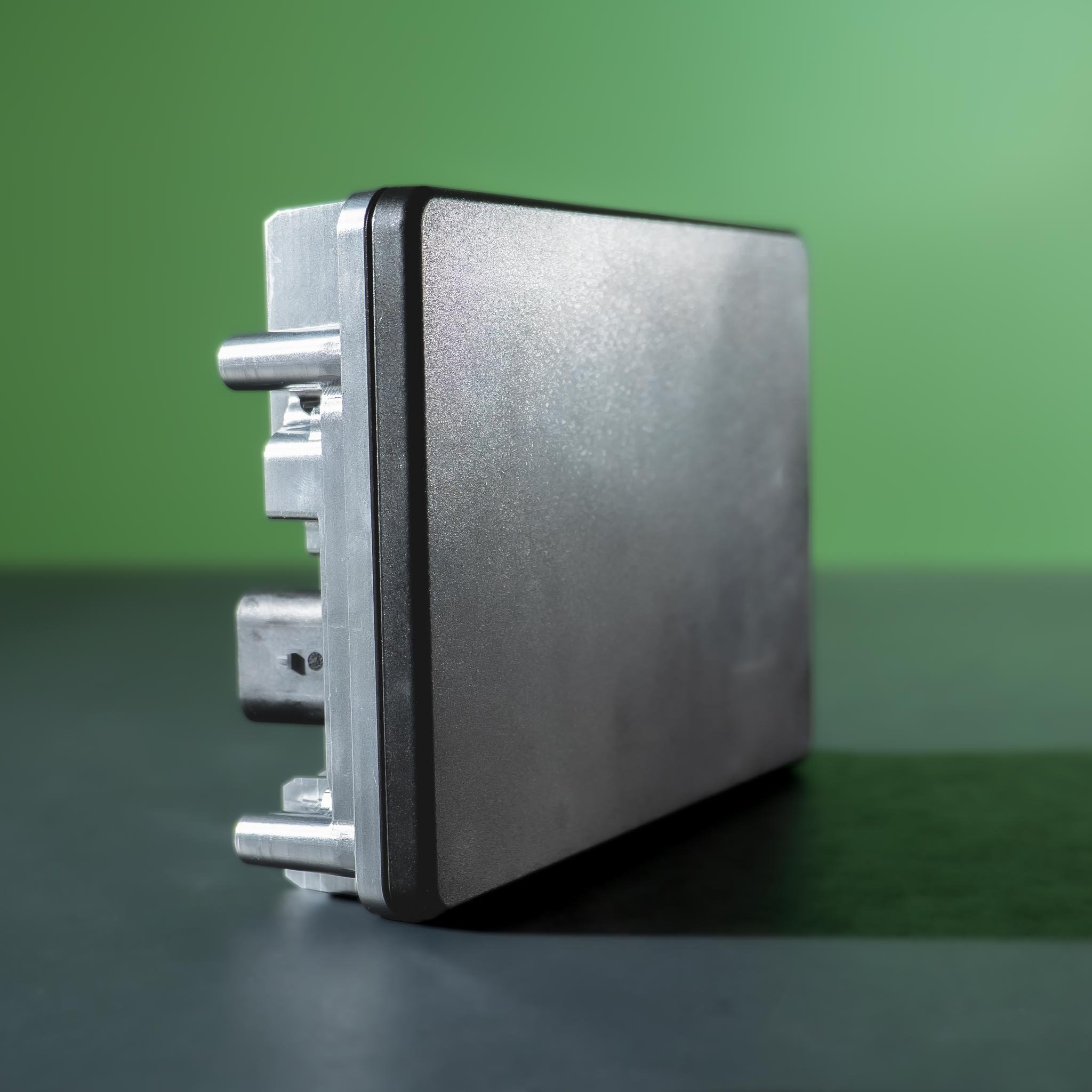 Side profile of the Zadarlabs zPRIME 3.0 radar illustrating its rugged metallic housing, mounting pegs, and connection ports.