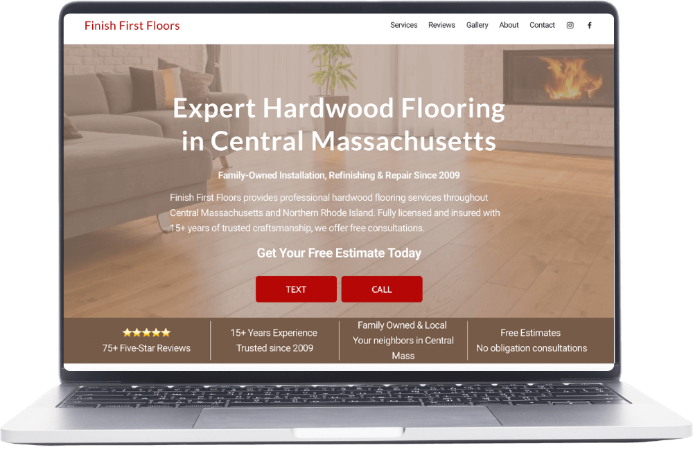 A Hardwood flooring company's Squarespace website design by central Massachusetts web designer.