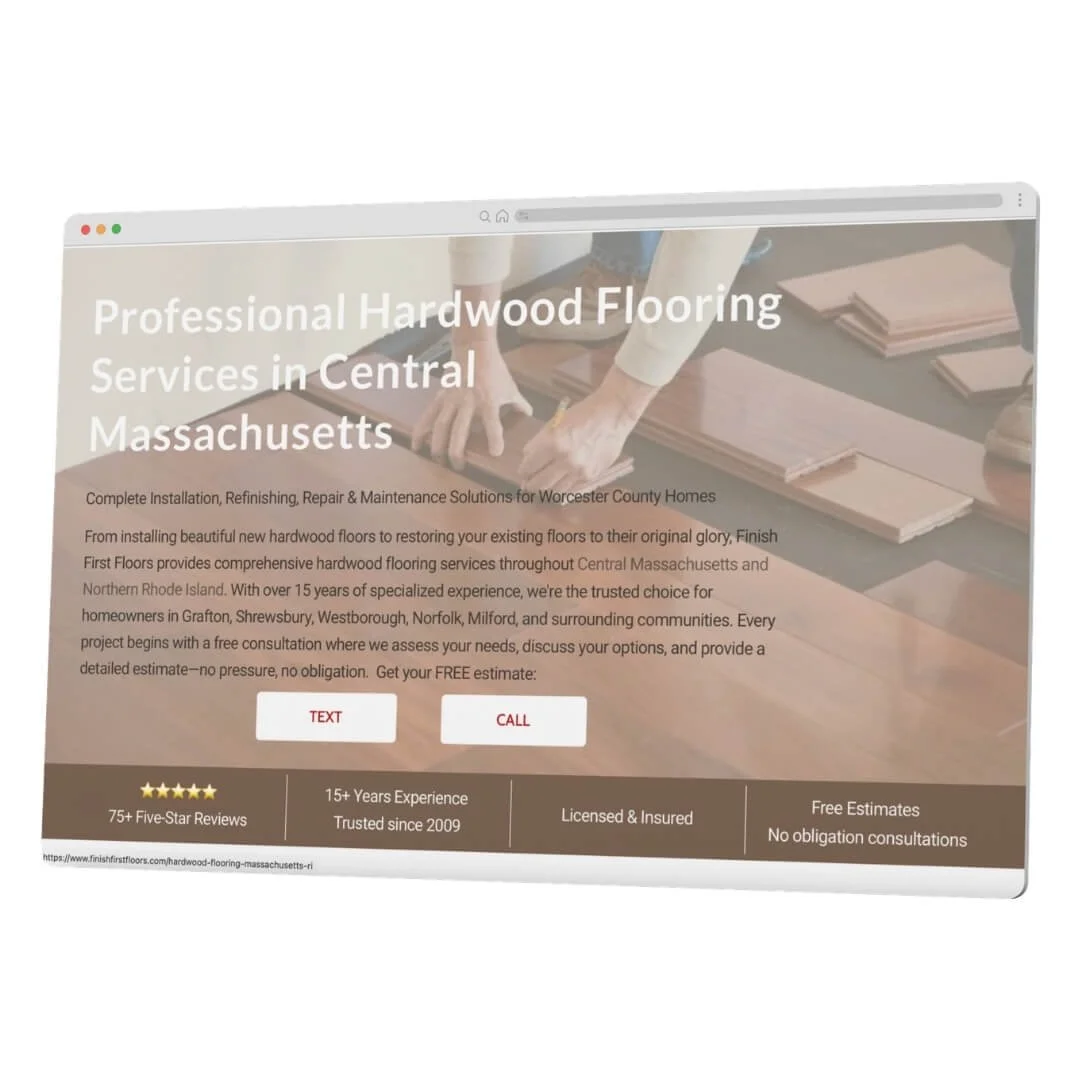 The Services page for the Millbury website redesign project completed by Studio 3 Elm.