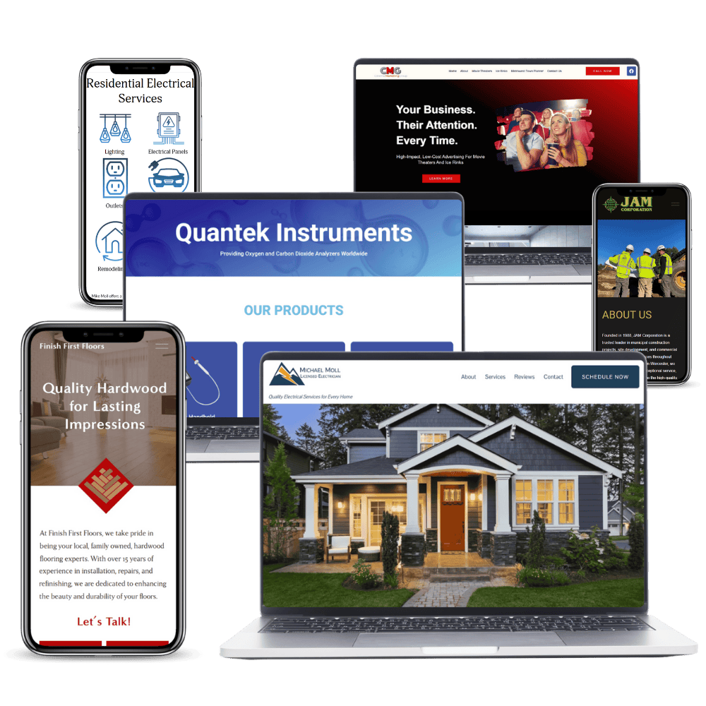 A variety of websites that have been created by Massachusetts website designer.