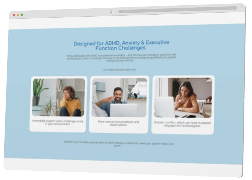 Section of new website for Massachusetts therapist designed with Elementor.