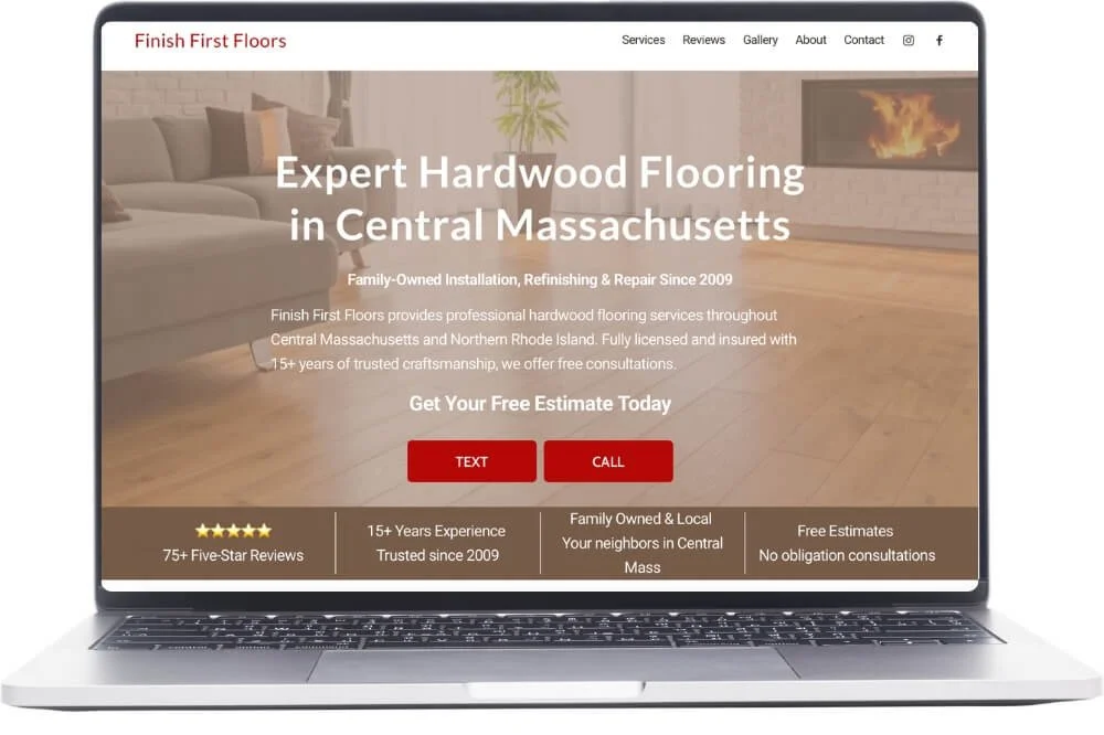 Squarespace website design for service industry hardwood flooring business in Millbury, MA.