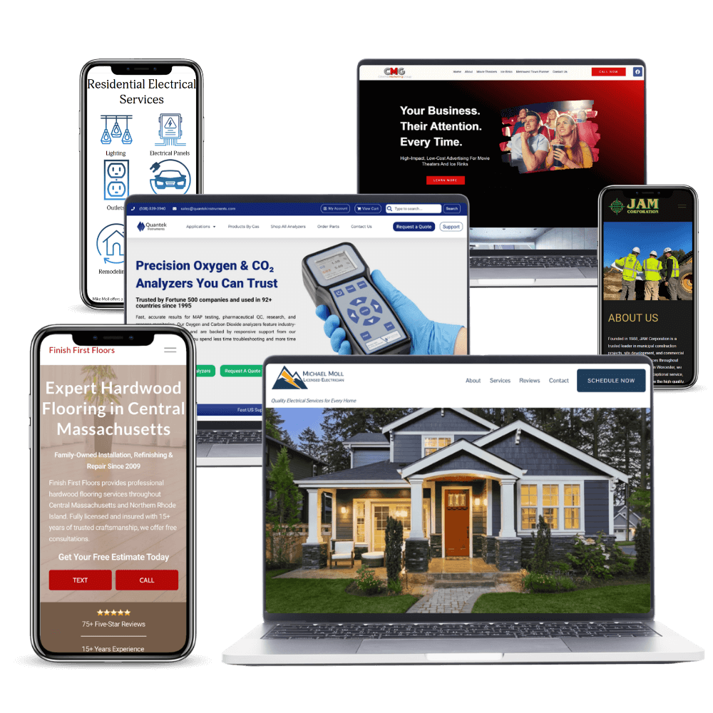 Custom website design portfolio examples for Massachusetts small businesses by Studio 3 Elm.