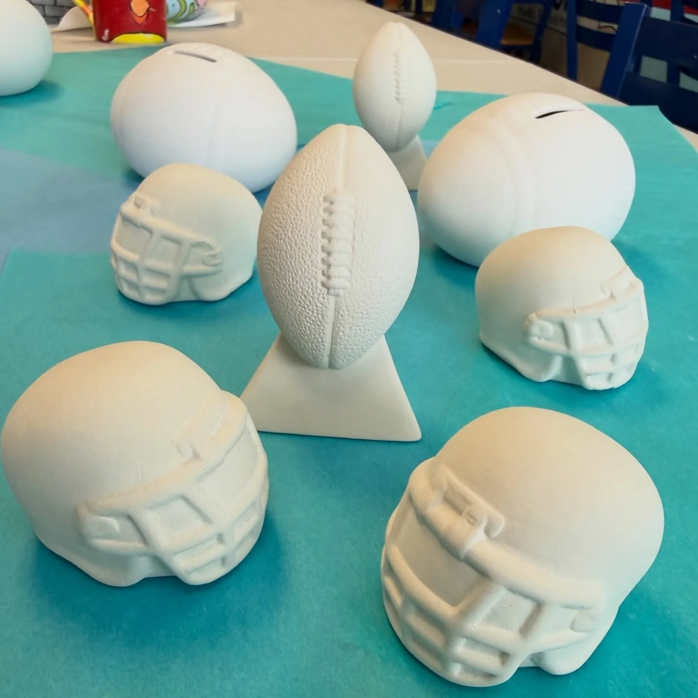 Happy Super Bowl Weekend! 🏈🏈🏈 Stop in to grab a Pottery to Go kit for the kiddos during the game! Hopct.com #potterypainting #paintyourownpottery, #pyop #potterystudio #handsonpotteryct