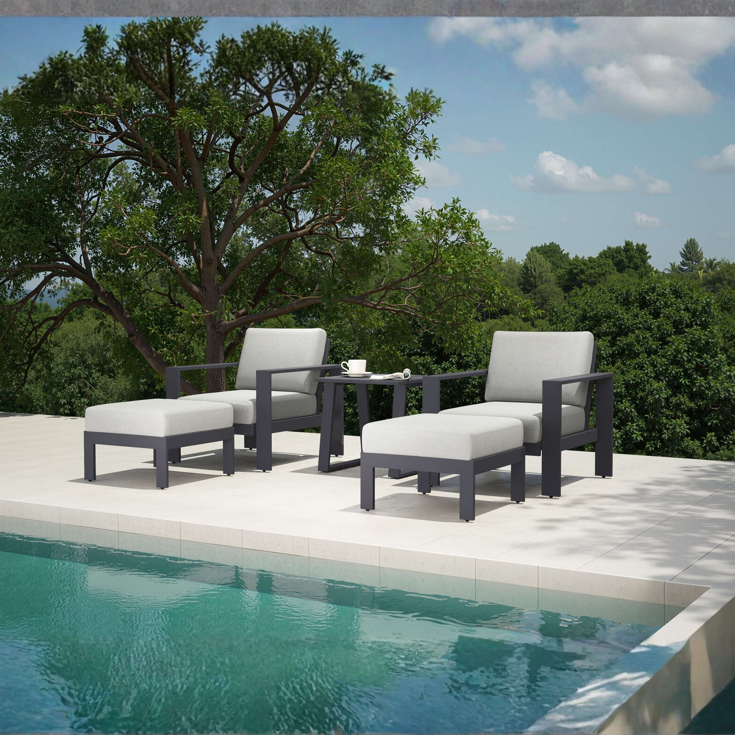 Axis 5-Piece Outdoor Patio Seating Set with Gray Cushions / HA-2047-LS / 25 Sets / $922.60 FOB CA