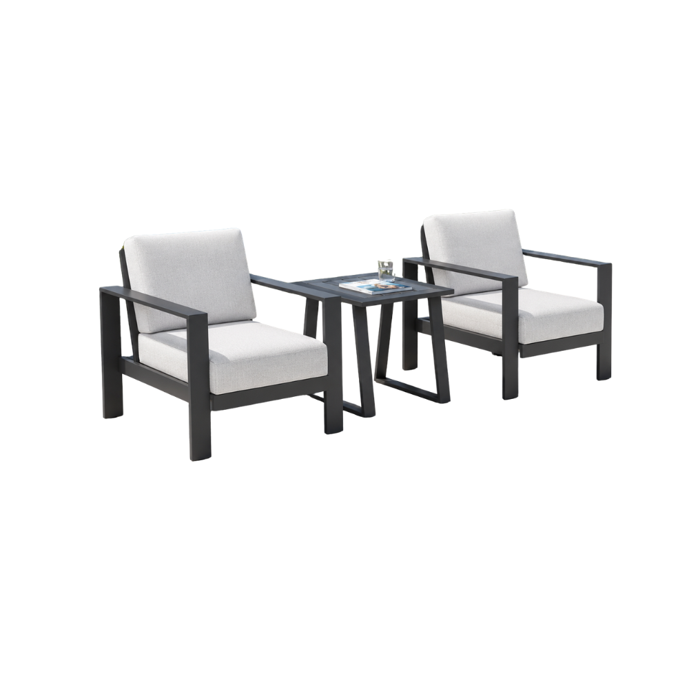 3PCS Set - Aluminum frame, powder coating finish, olefin fabric cushions.KD design / SKU: F30US-5 / 30 Sets / $654.15 FOB CA