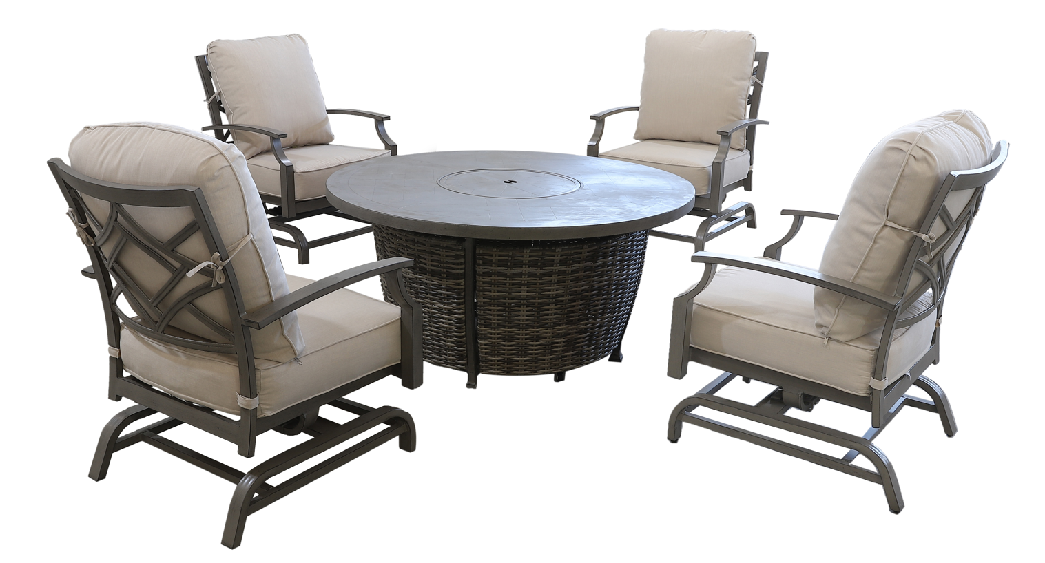 New San Marcos 5-Piece Round Fire Pit Set