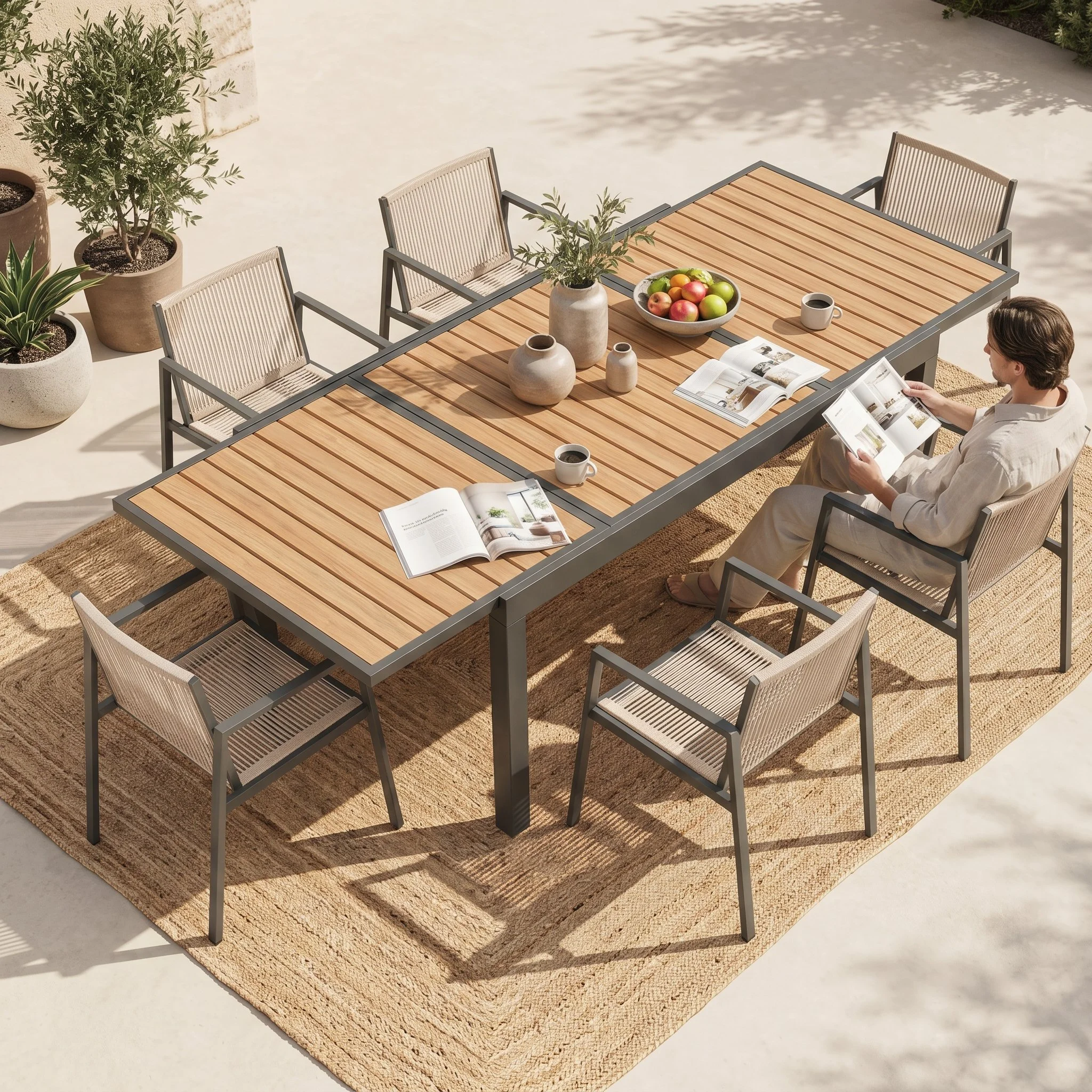 Modern 7-Piece Outdoor Extendable Aluminum Dining Set / 20 Stocks / $332.40 FOB LA
