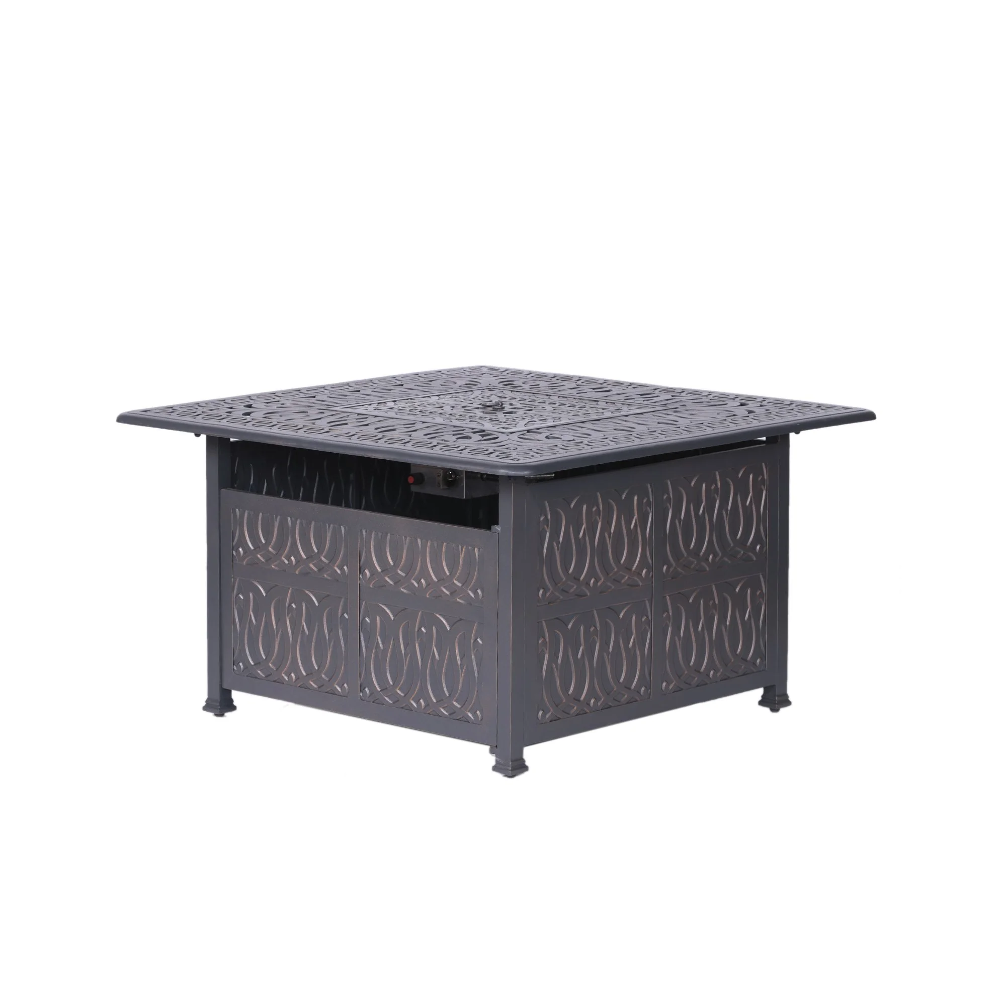 44 Inch Square Chat Dining Height Gas Fire Pit Table