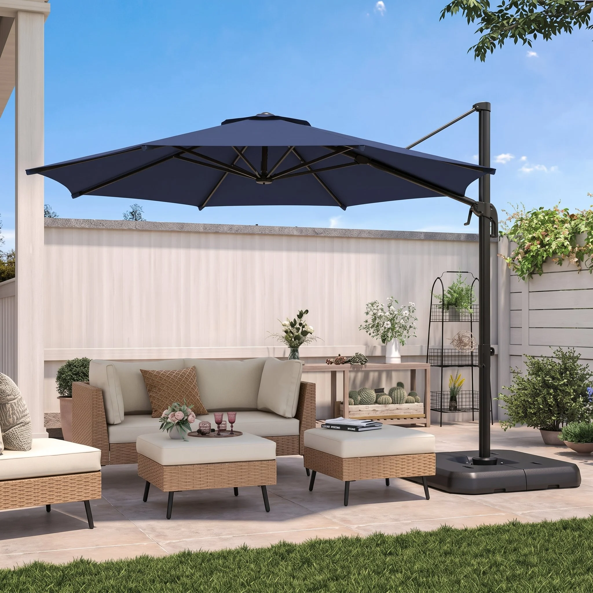 10 FT Round Cantilever Patio Umbrella / Model 04 / Dark Blue: 414 Stocks | Gray: 401 Stocks / $102 FOB LA